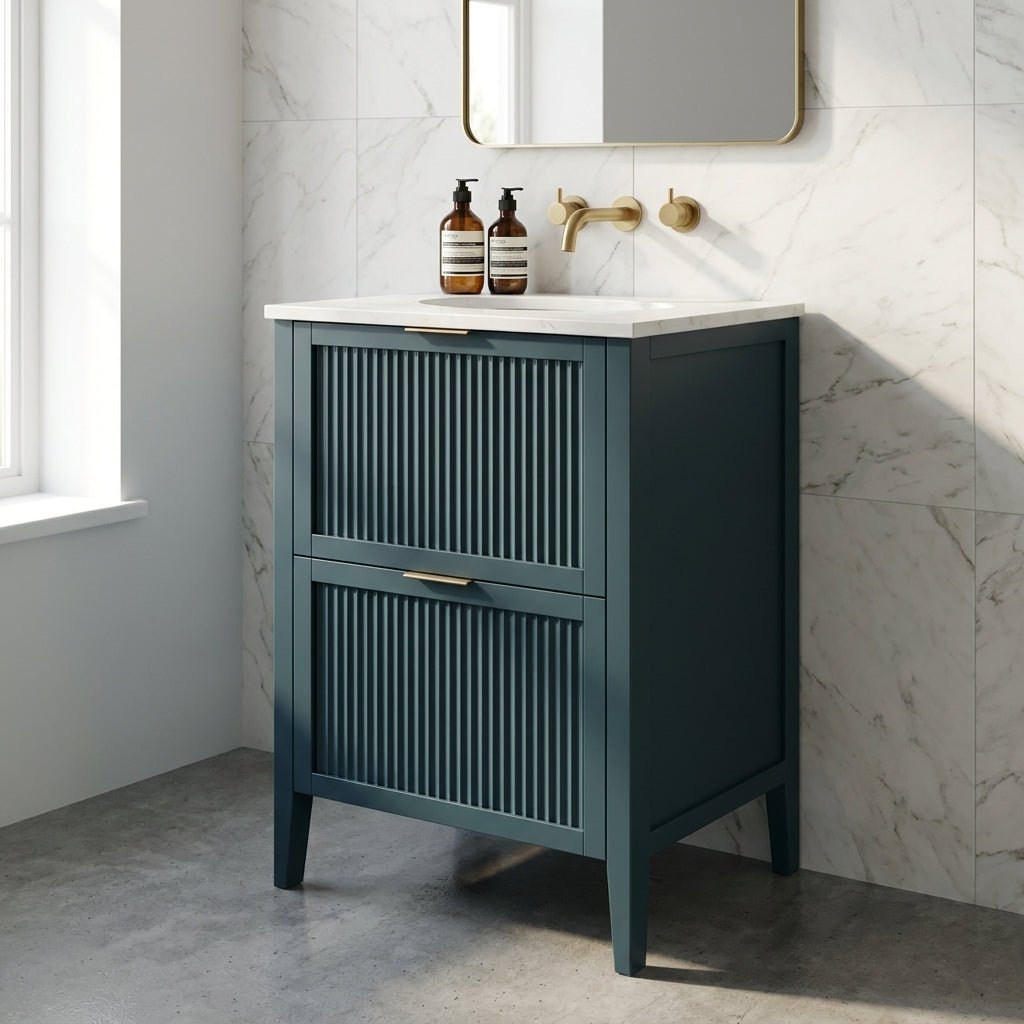 The Clifton | Undermounted | Painted Fluted Vanity 600mm Stiffkey Blue - Mockridge Design