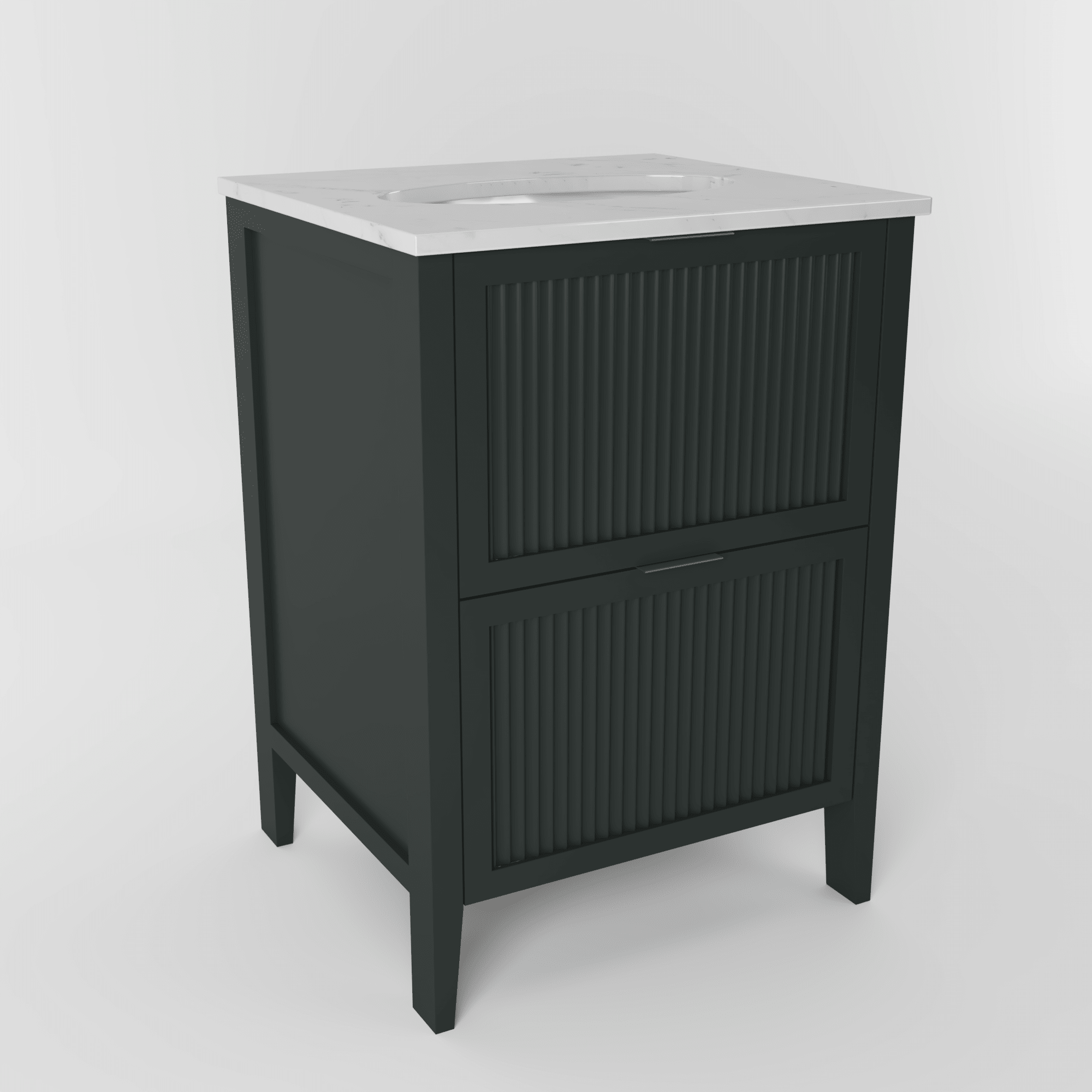 The Clifton | Undermounted | Painted Fluted Vanity 600mm Studio Green - Mockridge Design