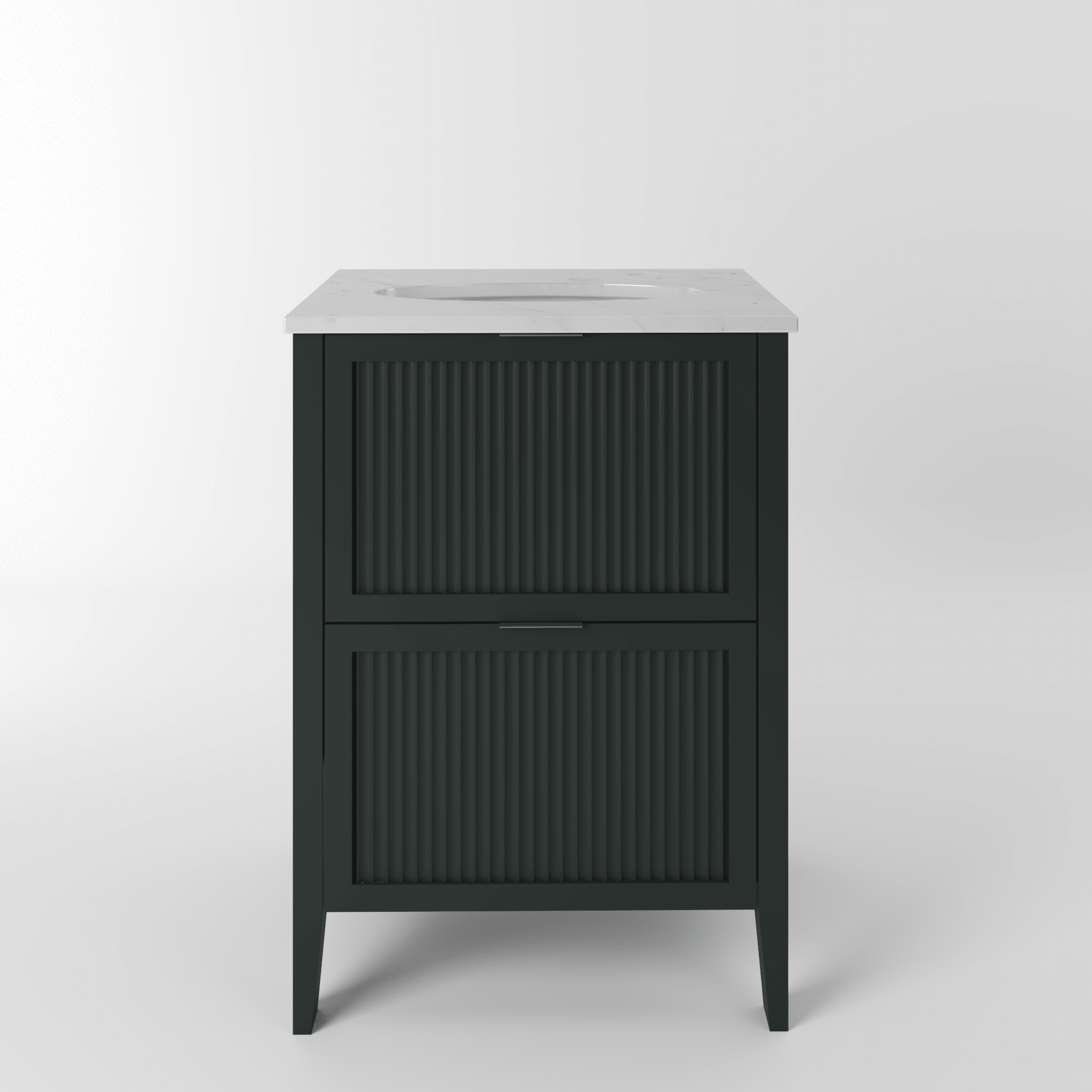 The Clifton | Undermounted | Painted Fluted Vanity 600mm Studio Green - Mockridge Design