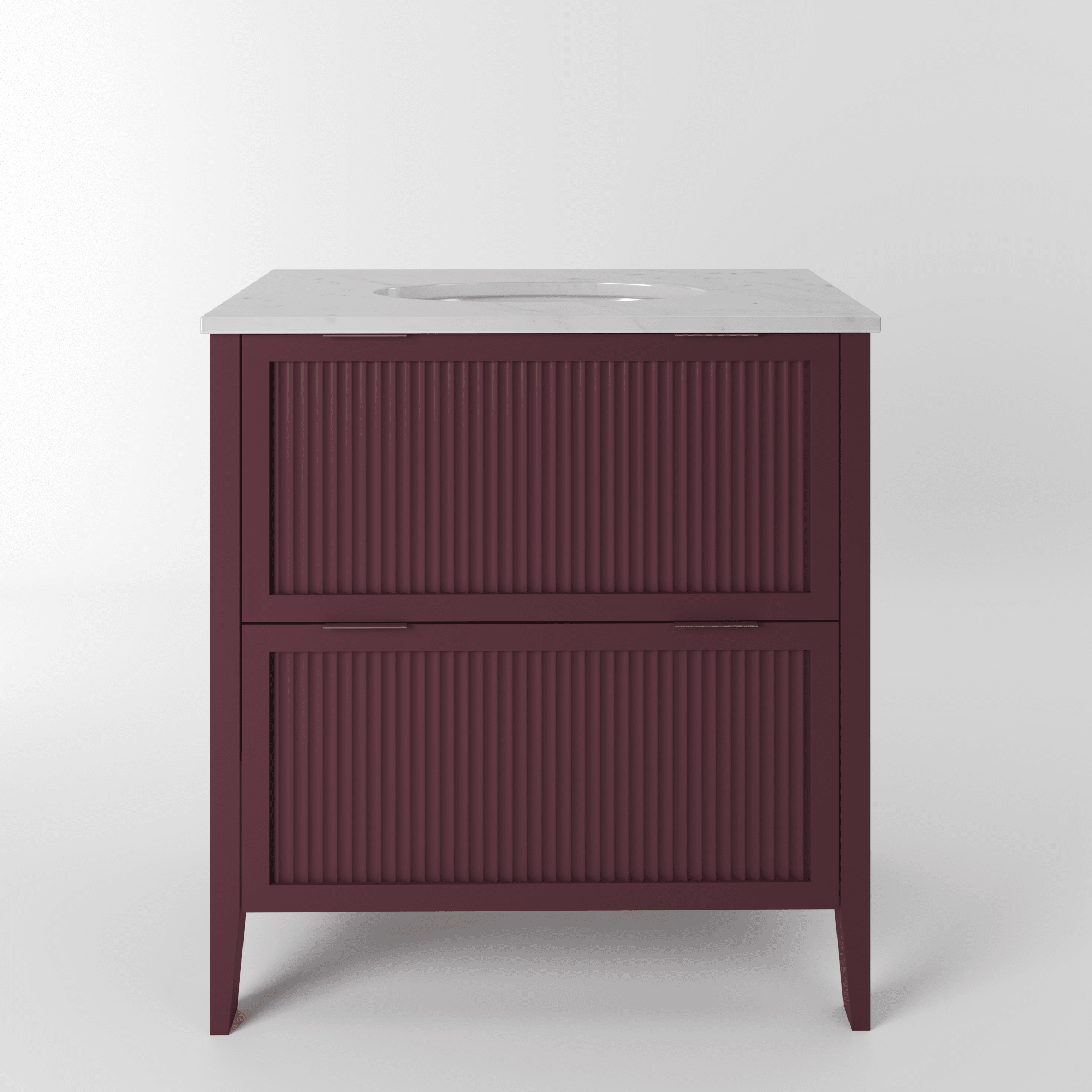 The Clifton | Undermounted | Painted Fluted Vanity 800mm Brinjal - Mockridge Design