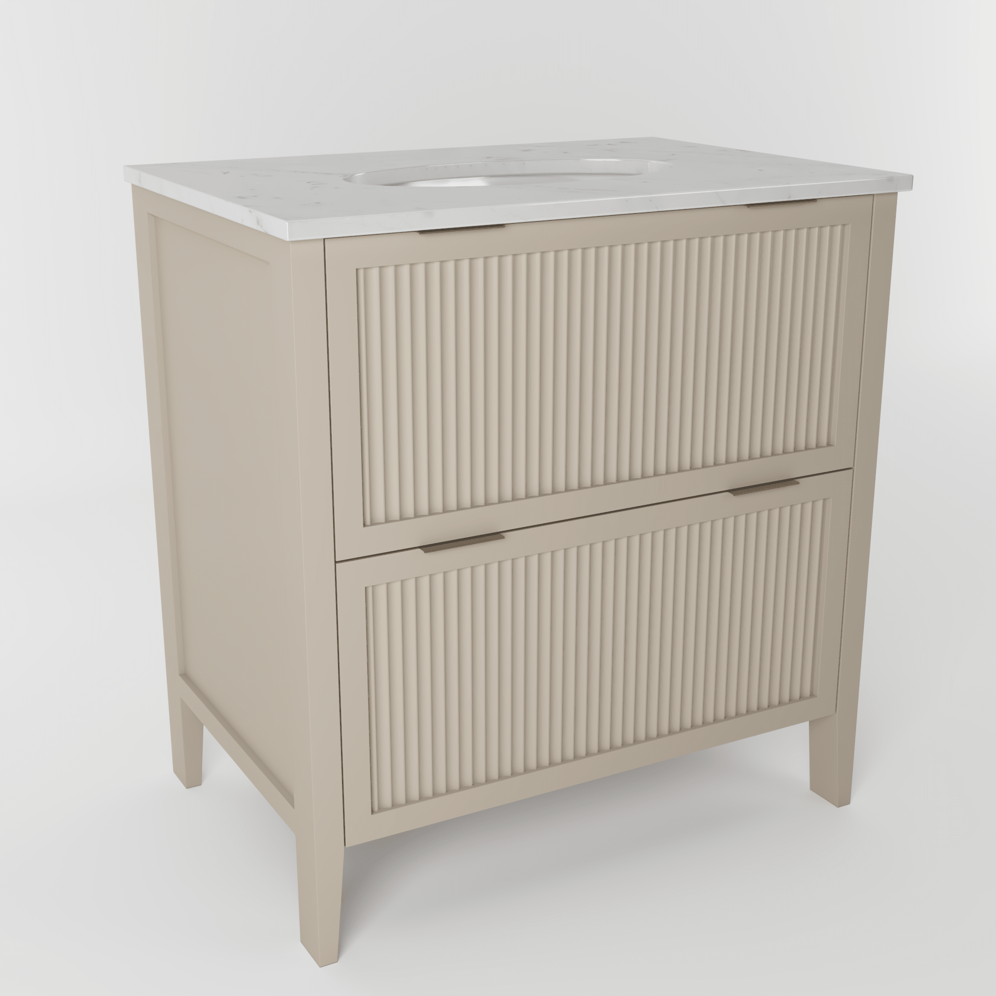The Clifton | Undermounted | Painted Fluted Vanity 800mm Elephants Breath - Mockridge Design
