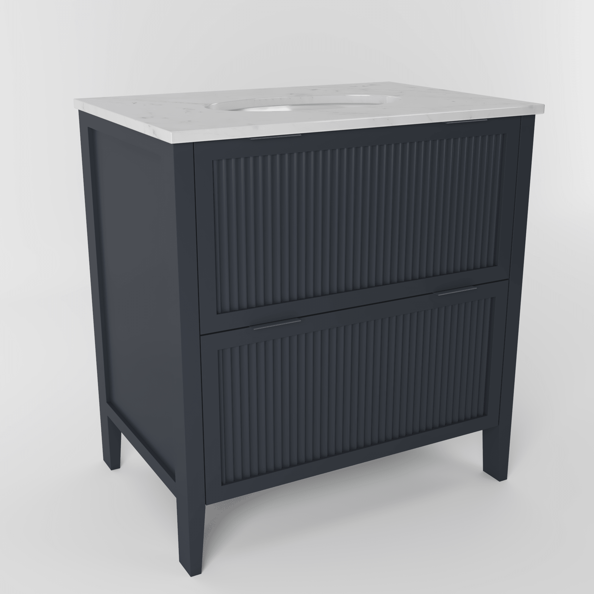 The Clifton | Undermounted | Painted Fluted Vanity 800mm Railings - Mockridge Design