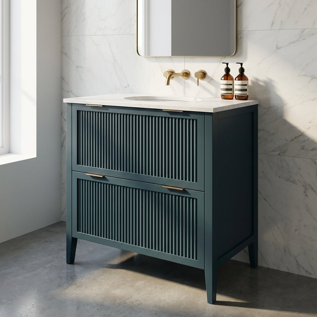 The Clifton | Undermounted | Painted Fluted Vanity 800mm Stiffkey Blue - Mockridge Design