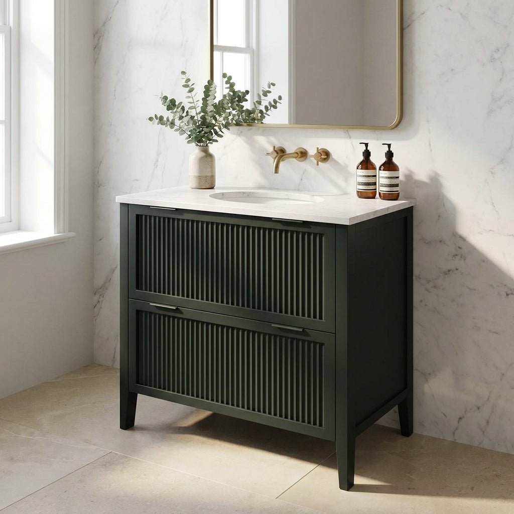 The Clifton | Undermounted | Painted Fluted Vanity 800mm Studio Green - Mockridge Design