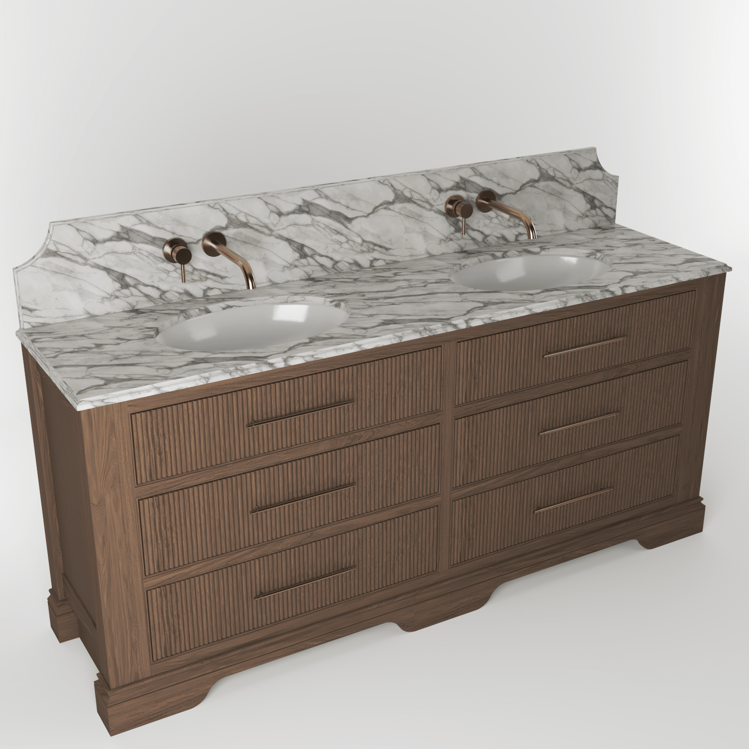 The Kingsbridge | Oak Double Vanity 1900mm | Chocolate - Mockridge Design