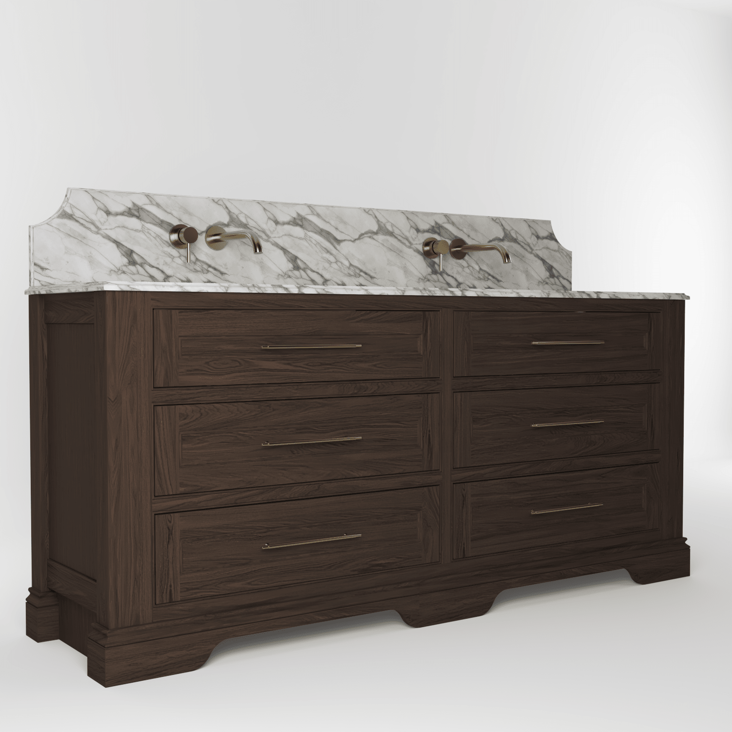 The Kingsbridge | Oak Double Vanity 1900mm | Dark Roast - Mockridge Design