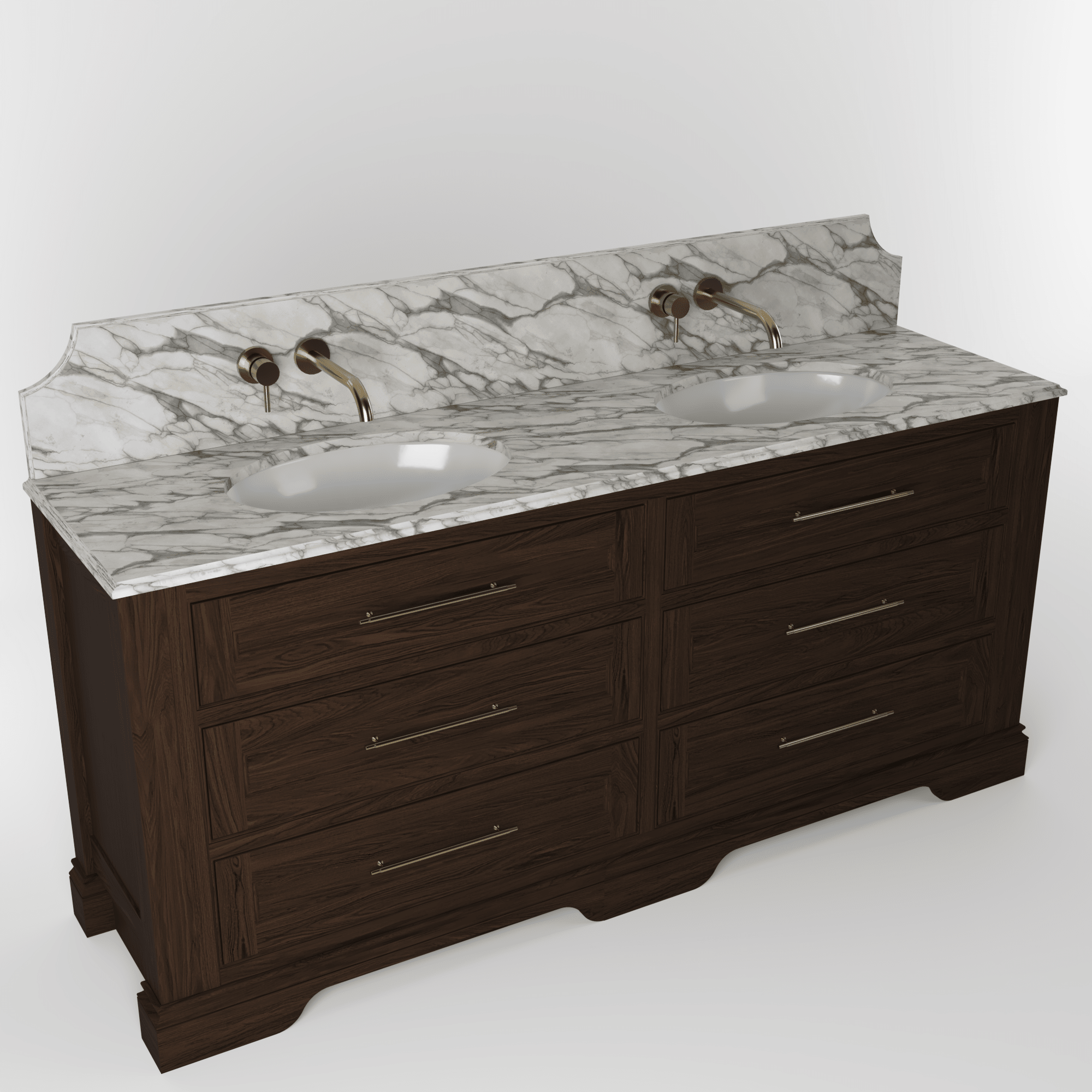 The Kingsbridge | Oak Double Vanity 1900mm | Espresso - Mockridge Design