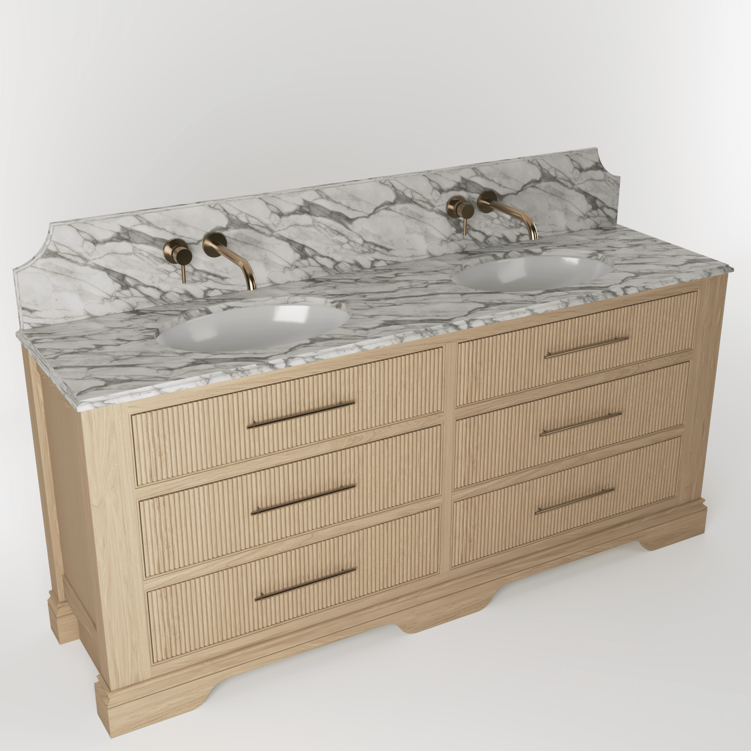The Kingsbridge | Oak Double Vanity 1900mm | Smoke 5% - Mockridge Design