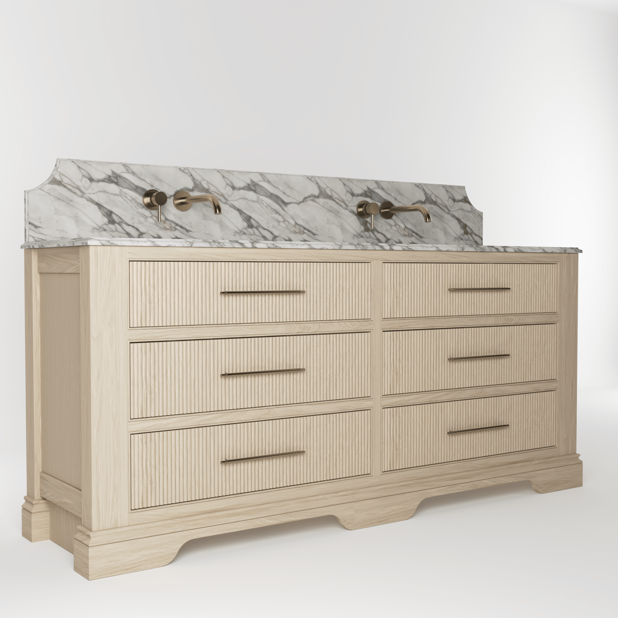 The Kingsbridge | Oak Double Vanity 1900mm | White - Mockridge Design