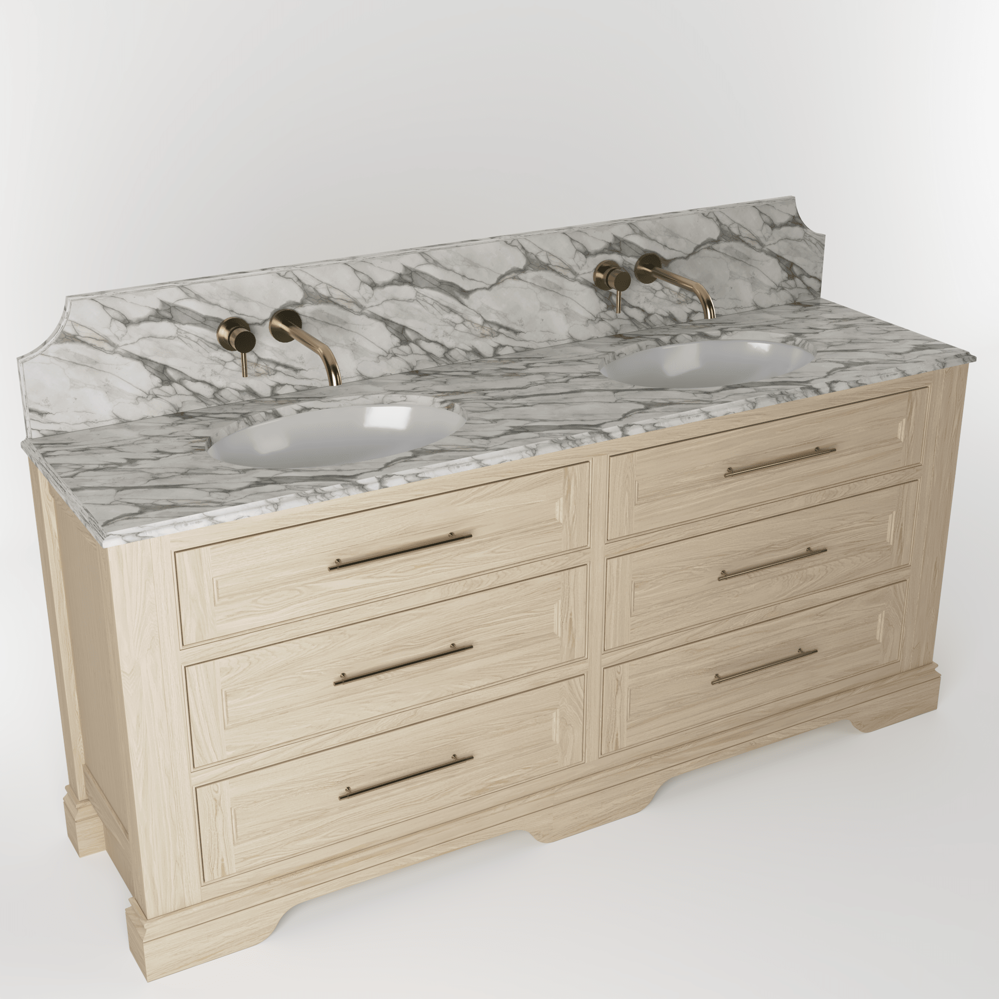 The Kingsbridge | Oak Double Vanity 1900mm | White - Mockridge Design