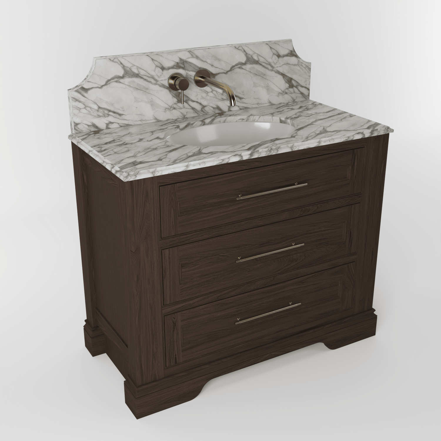The Kingsbridge | Oak Single Vanity 1000mm | Dark Roast - Mockridge Design