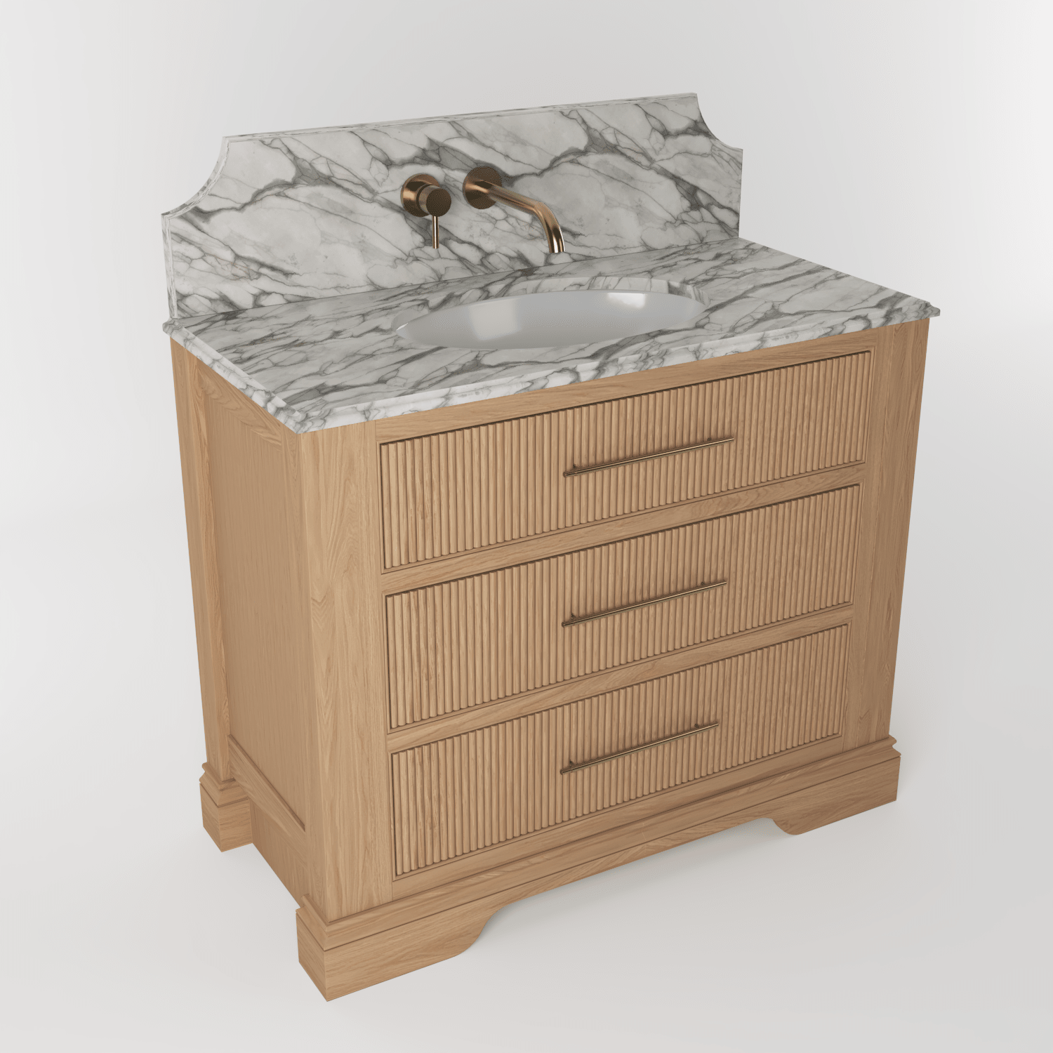 The Kingsbridge | Oak Single Vanity 1000mm | Natural - Mockridge Design
