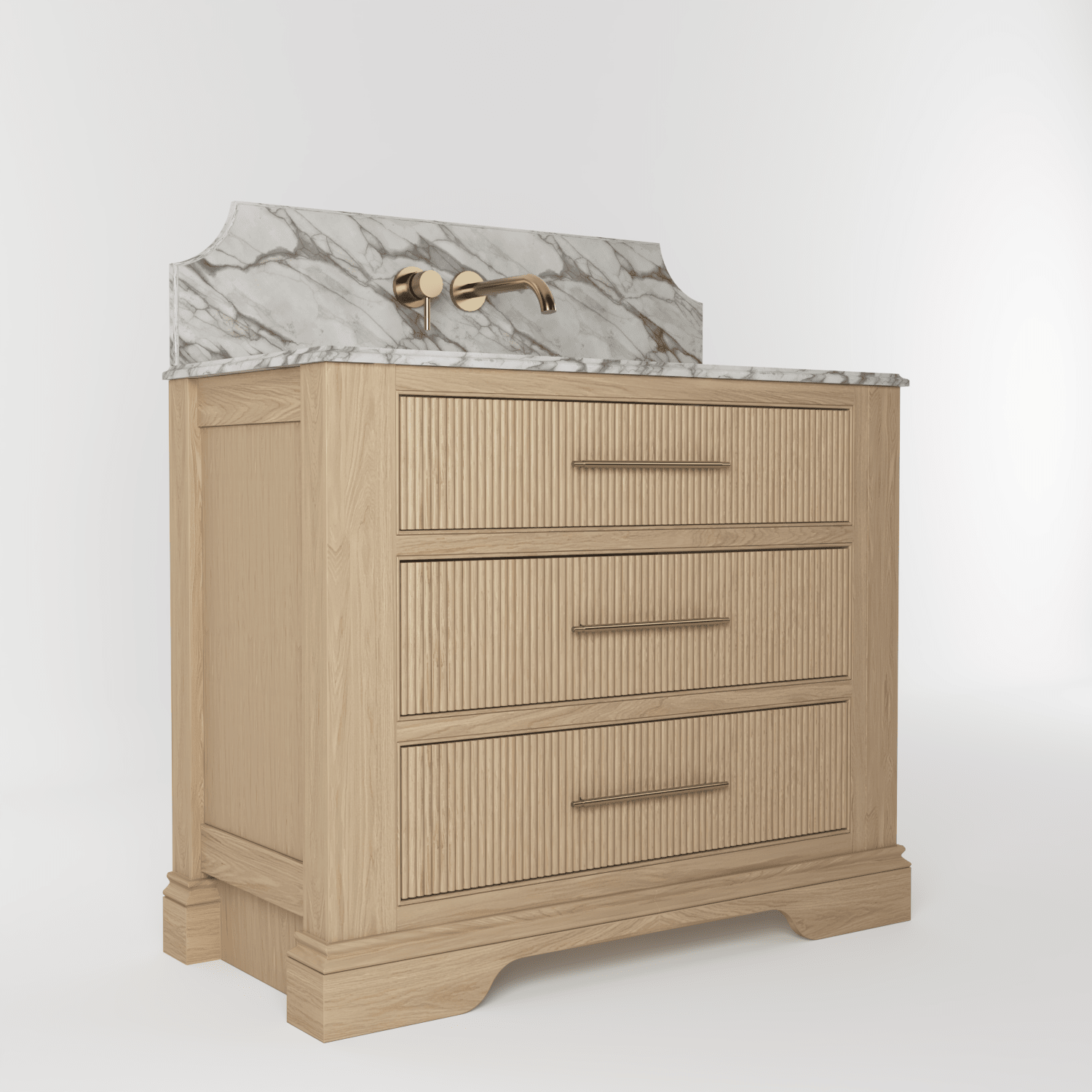 The Kingsbridge | Oak Single Vanity 1000mm | Smoke 5% - Mockridge Design