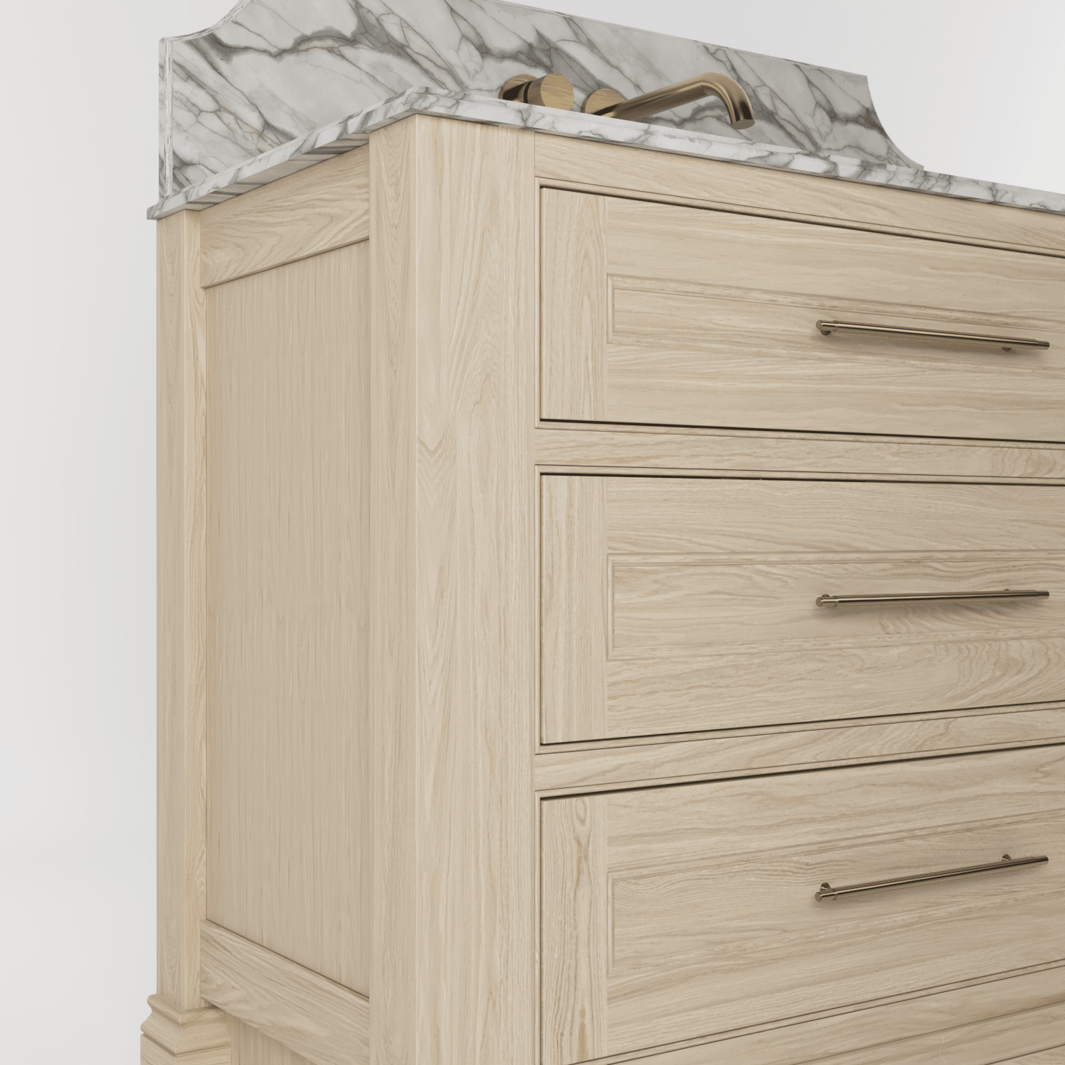 The Kingsbridge | Oak Single Vanity 1000mm | White - Mockridge Design