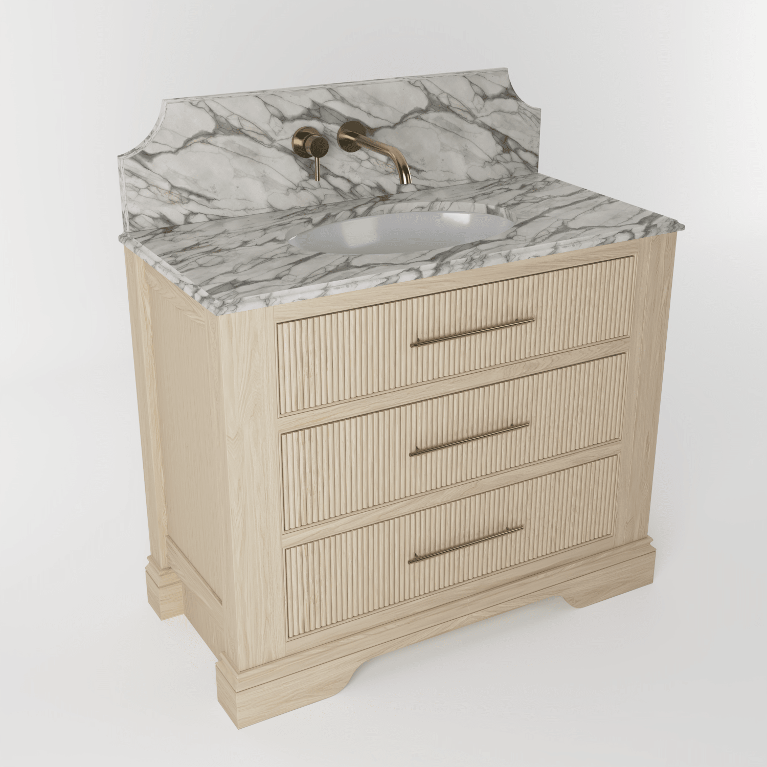 The Kingsbridge | Oak Single Vanity 1000mm | White - Mockridge Design