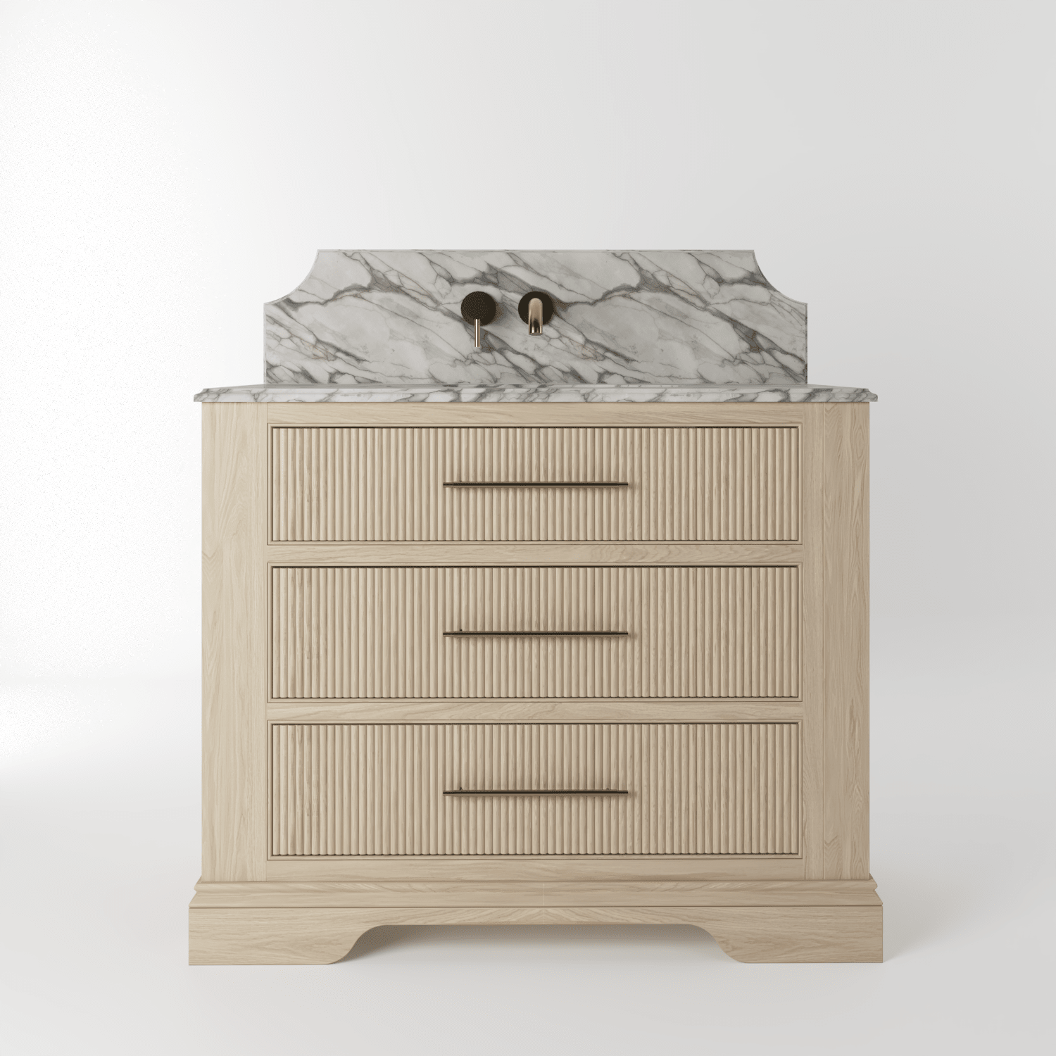 The Kingsbridge | Oak Single Vanity 1000mm | White - Mockridge Design