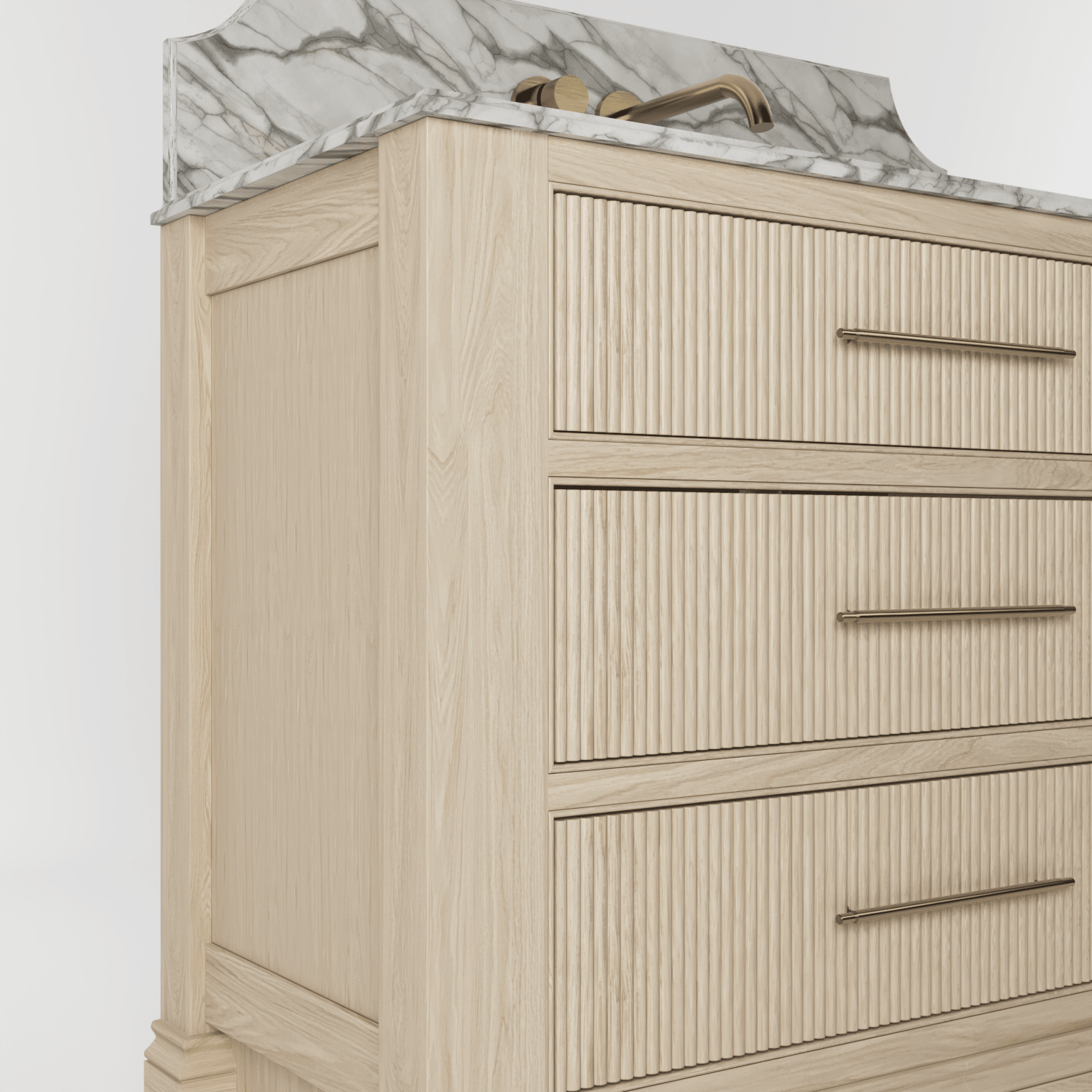 The Kingsbridge | Oak Single Vanity 1000mm | White - Mockridge Design