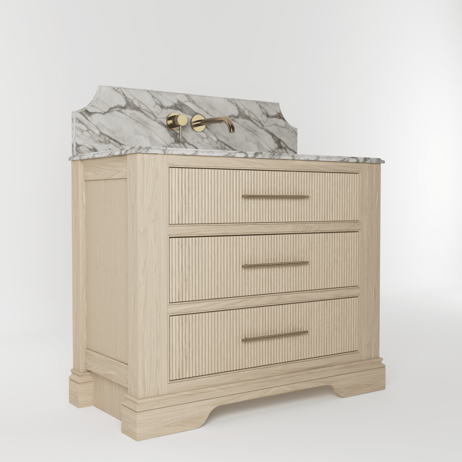 The Kingsbridge | Oak Single Vanity 1000mm | White - Mockridge Design