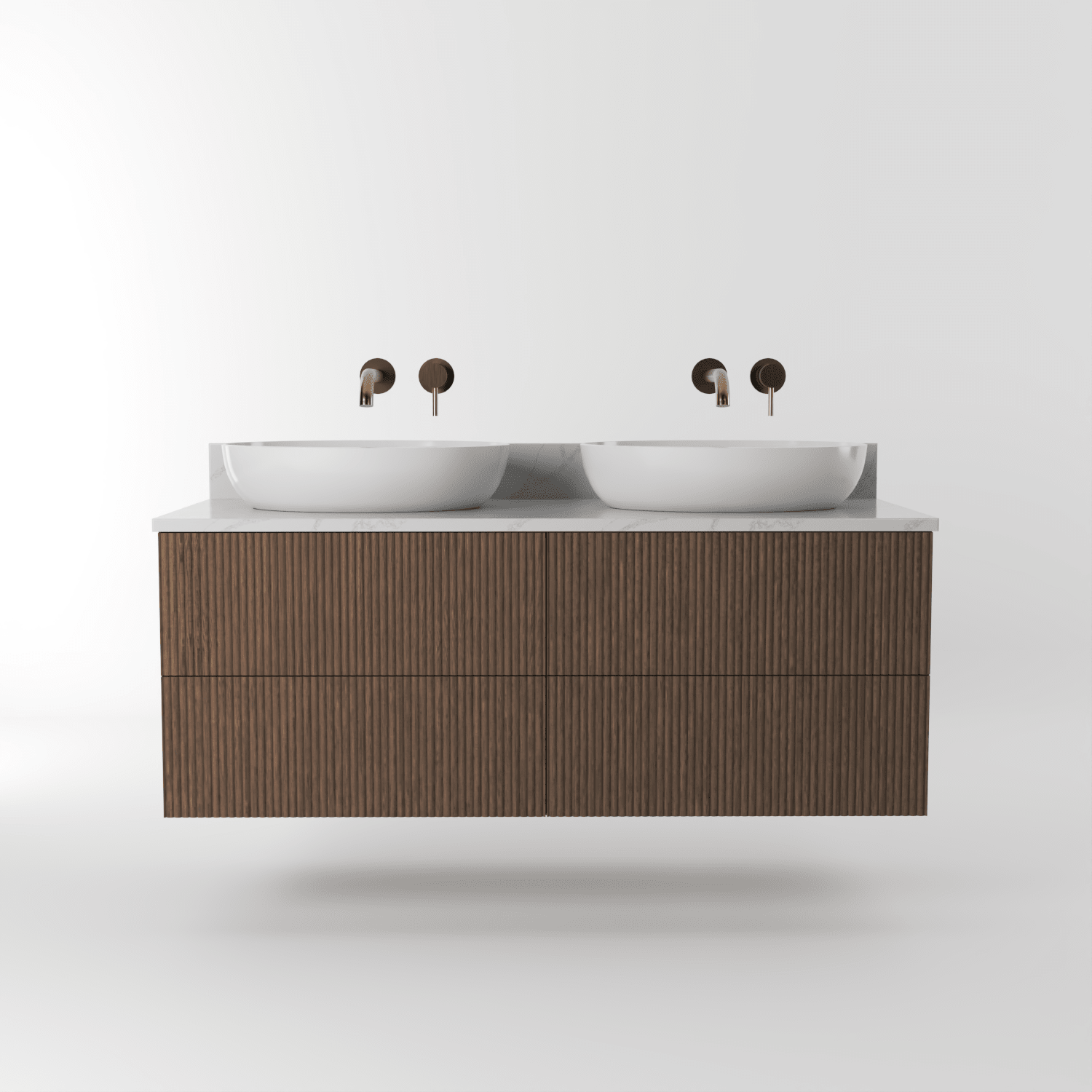 The Reeded | Oak Double Vanity 1200mm | Chocolate - Mockridge Design