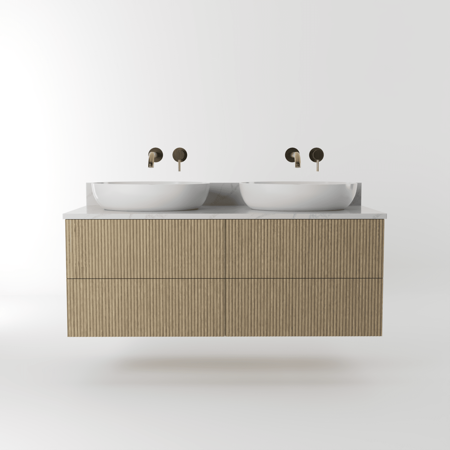 The Reeded | Oak Double Vanity 1200mm | Macchiato - Mockridge Design