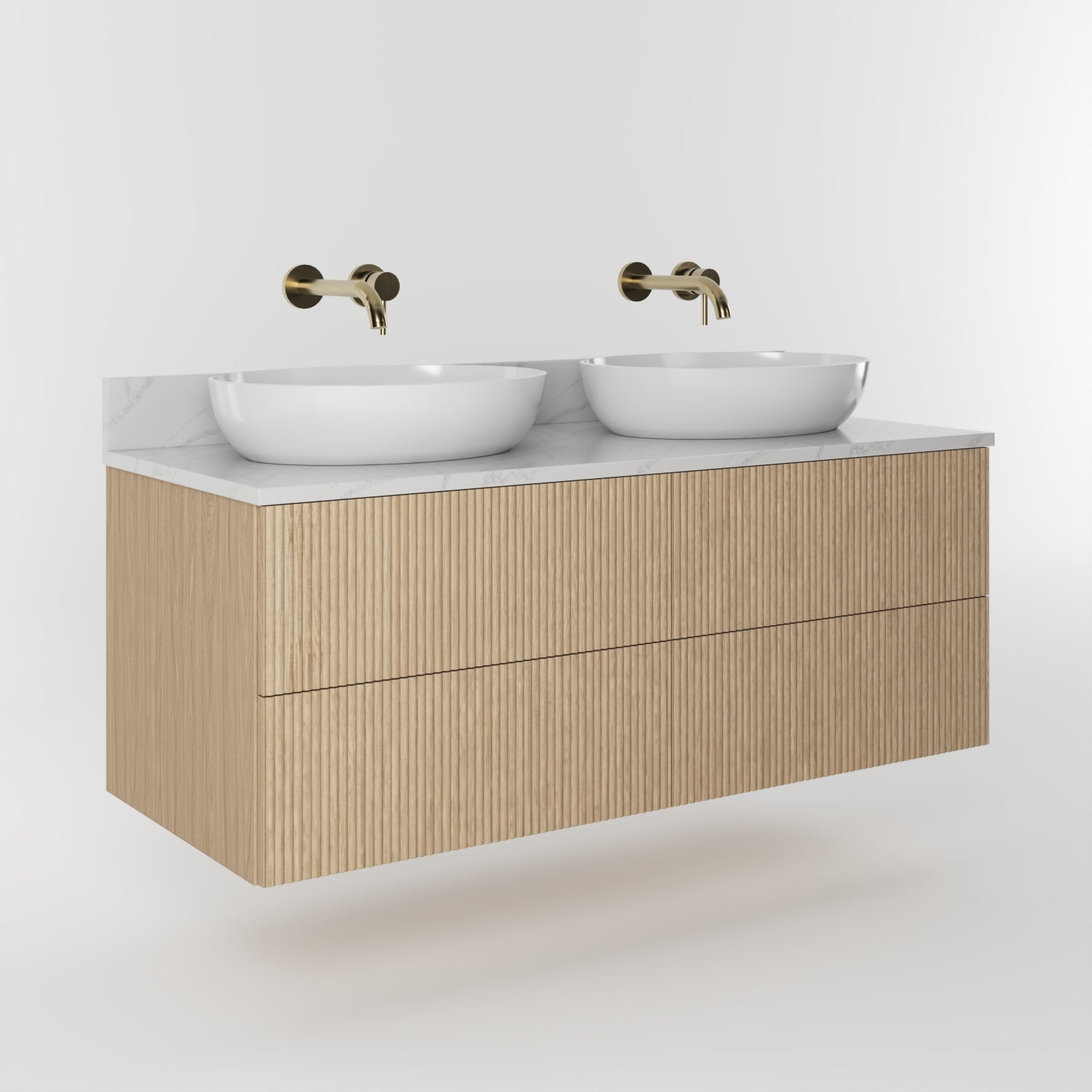 The Reeded | Oak Double Vanity 1200mm | Smoke 5% - Mockridge Design