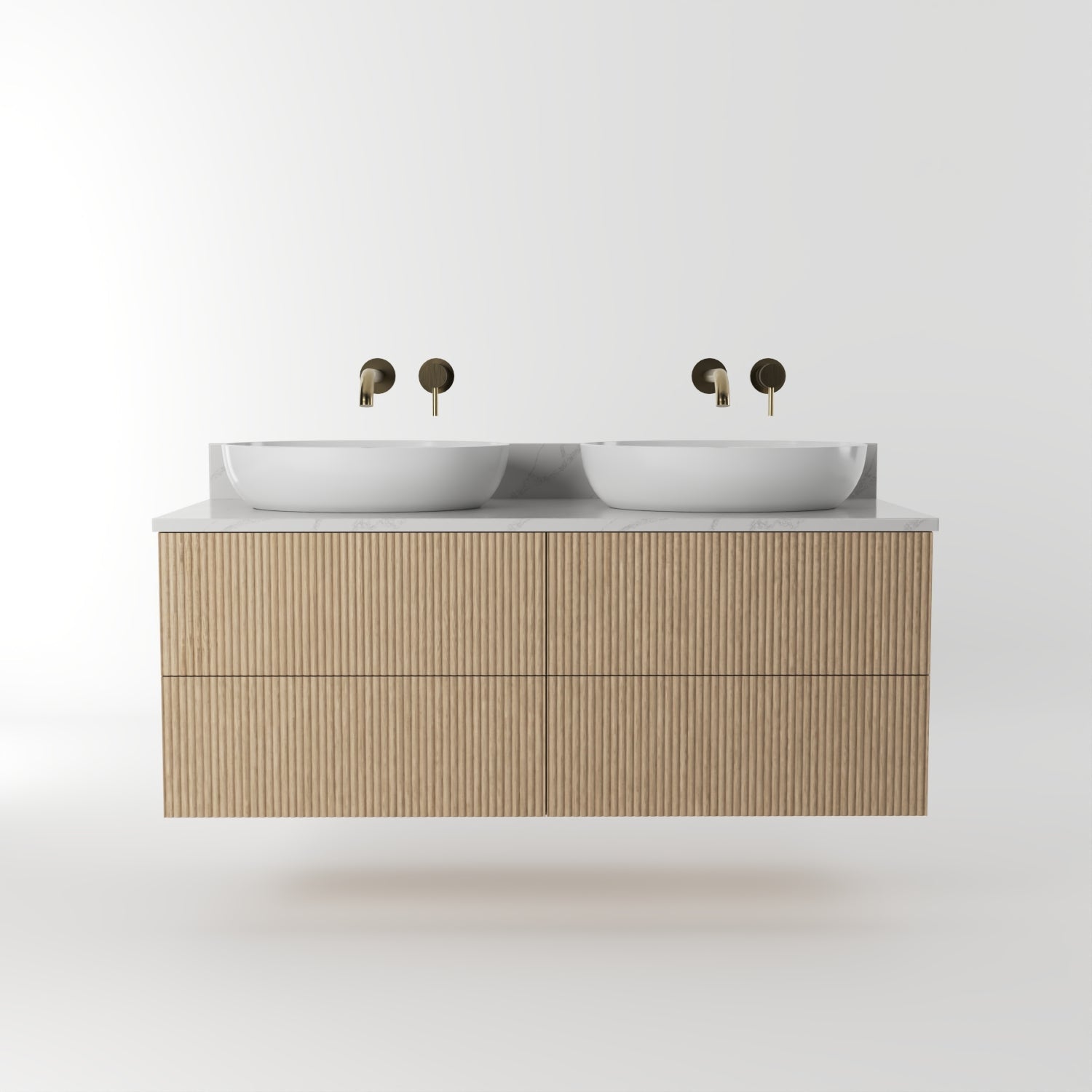 The Reeded | Oak Double Vanity 1200mm | Smoke 5% - Mockridge Design