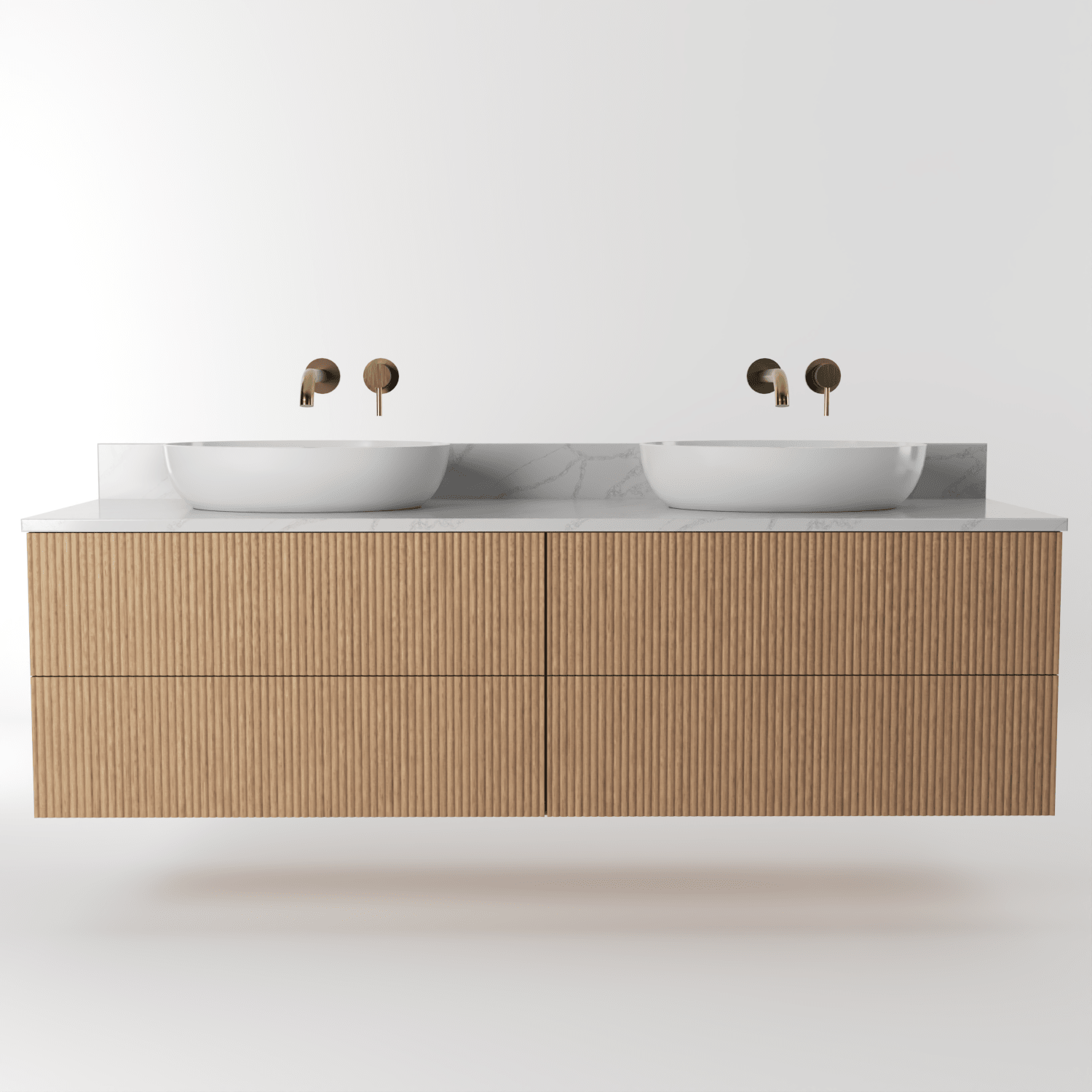The Reeded | Oak Double Vanity 1600mm | Natural - Mockridge Design