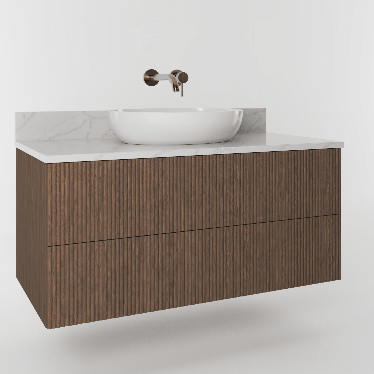 The Reeded | Oak Vanity 1000mm | Chocolate - Mockridge Design