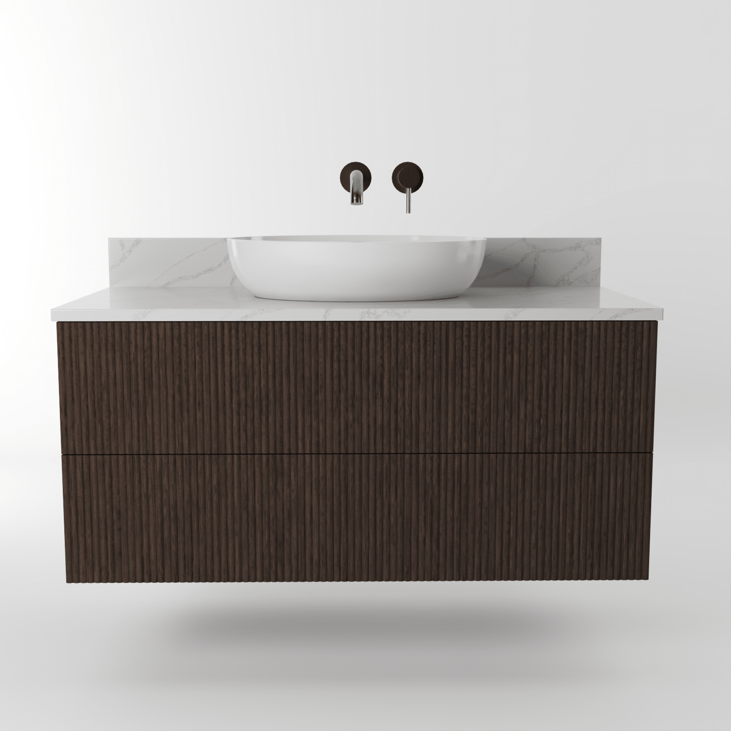 The Reeded | Oak Vanity 1000mm | Dark Roast - Mockridge Design
