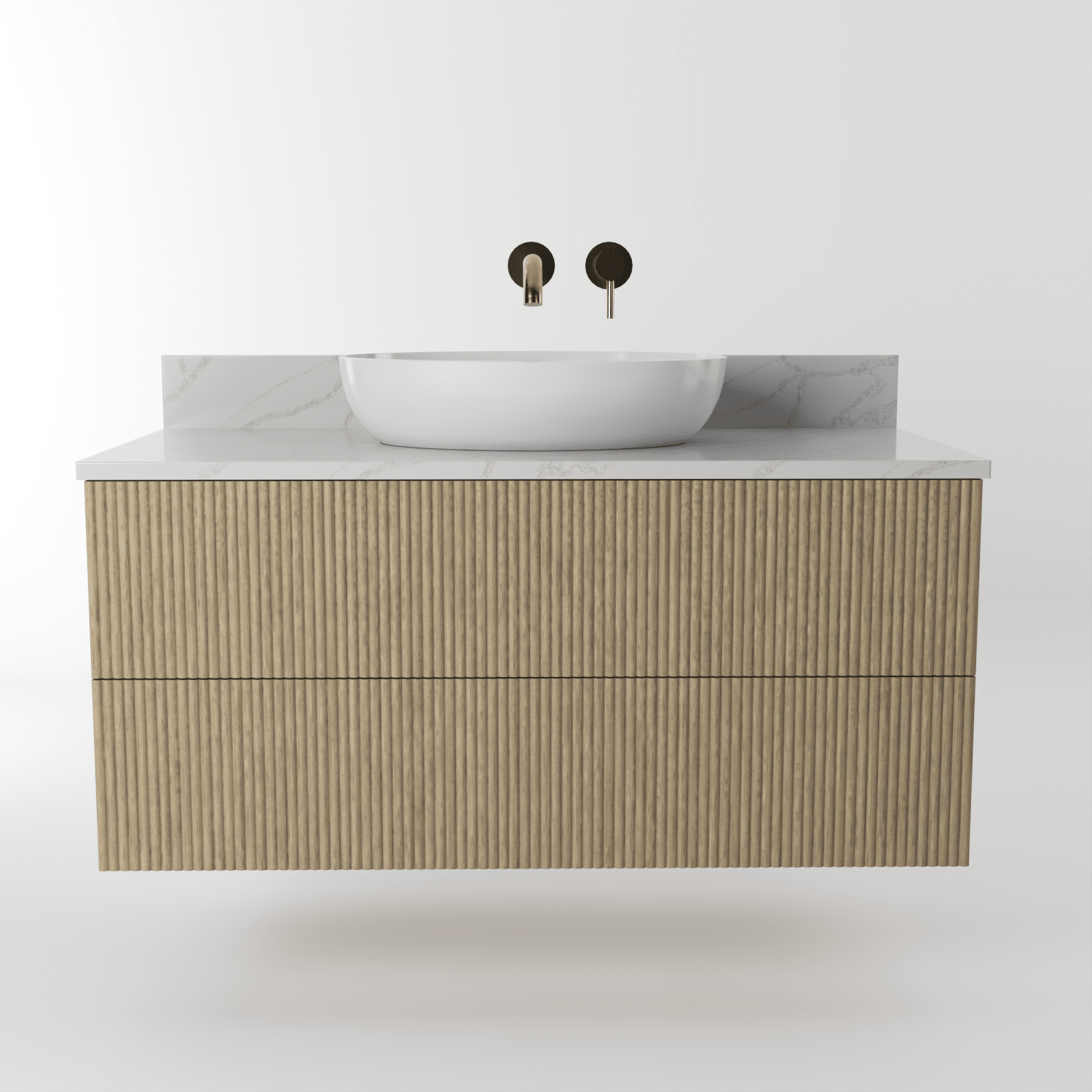 The Reeded | Oak Vanity 1000mm | Macchiato - Mockridge Design