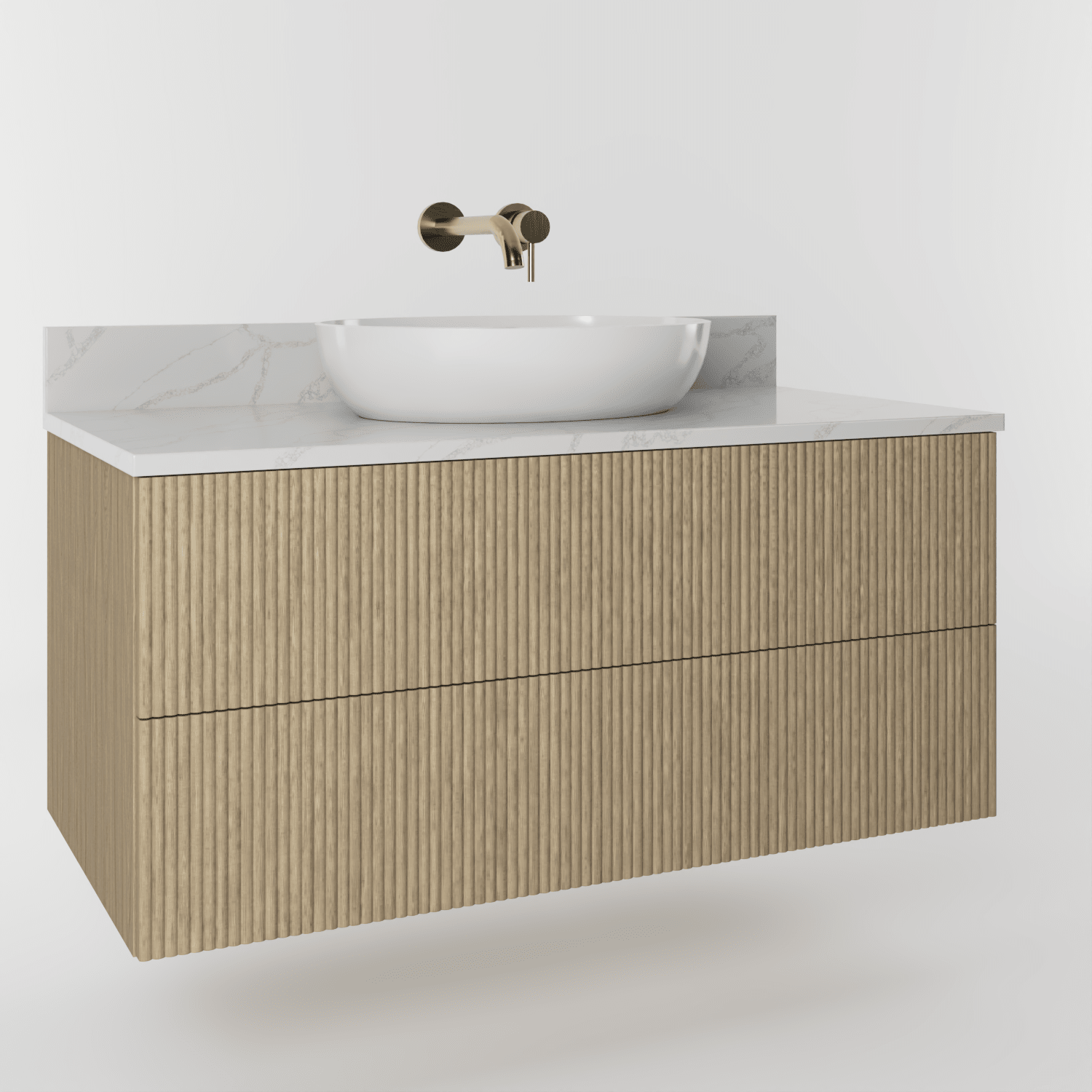 The Reeded | Oak Vanity 1000mm | Macchiato - Mockridge Design