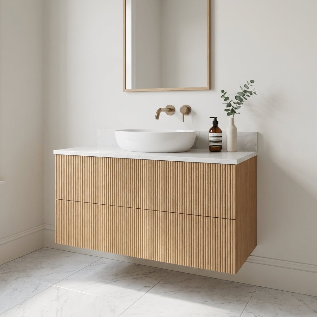 The Reeded | Oak Vanity 1000mm | Natural - Mockridge Design