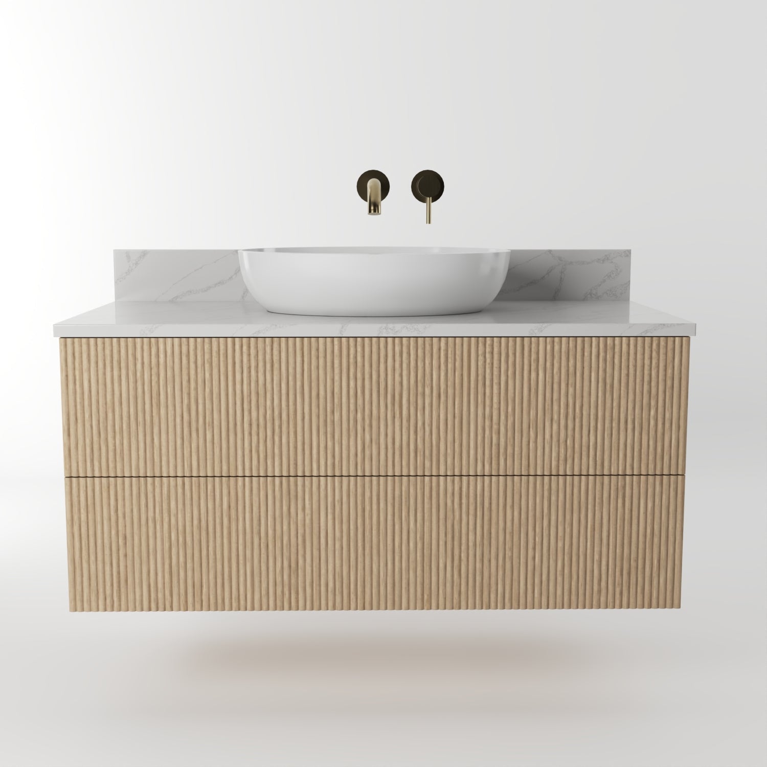 The Reeded | Oak Vanity 1000mm | Smoke 5% - Mockridge Design