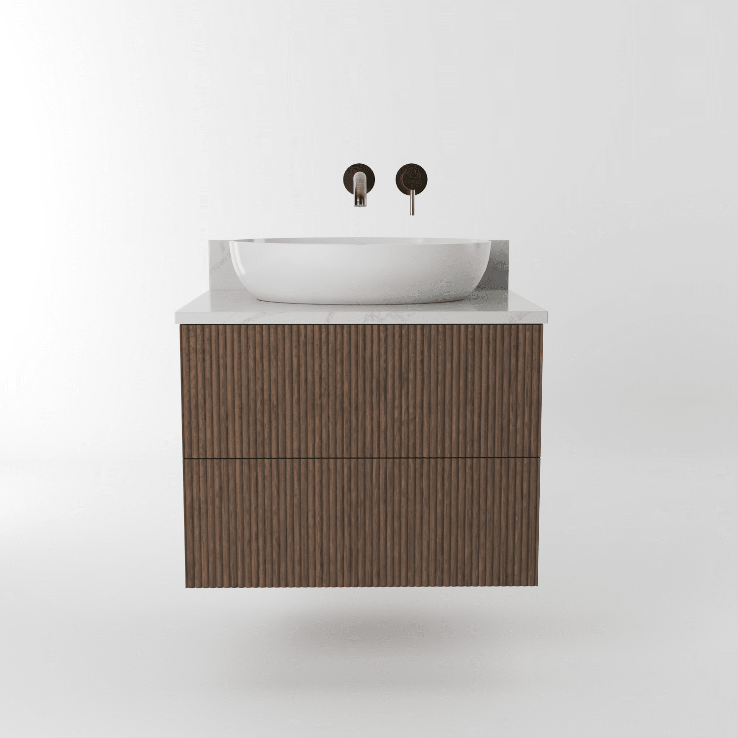 The Reeded | Oak Vanity 600mm | Chocolate - Mockridge Design
