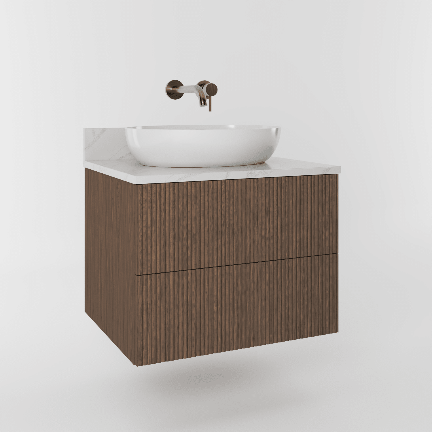 The Reeded | Oak Vanity 600mm | Chocolate - Mockridge Design