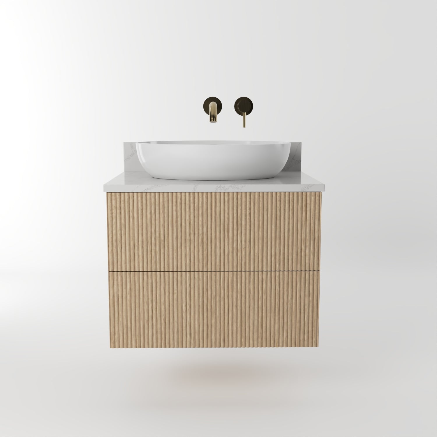The Reeded | Oak Vanity 600mm | Smoke 5% - Mockridge Design
