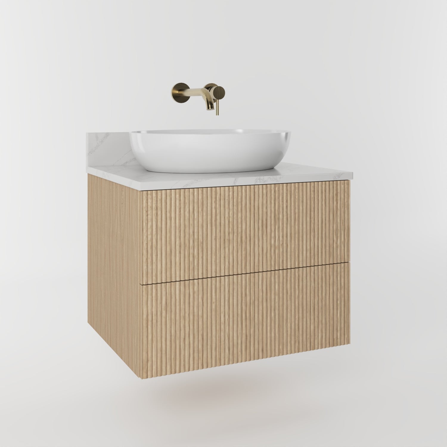 The Reeded | Oak Vanity 600mm | Smoke 5% - Mockridge Design