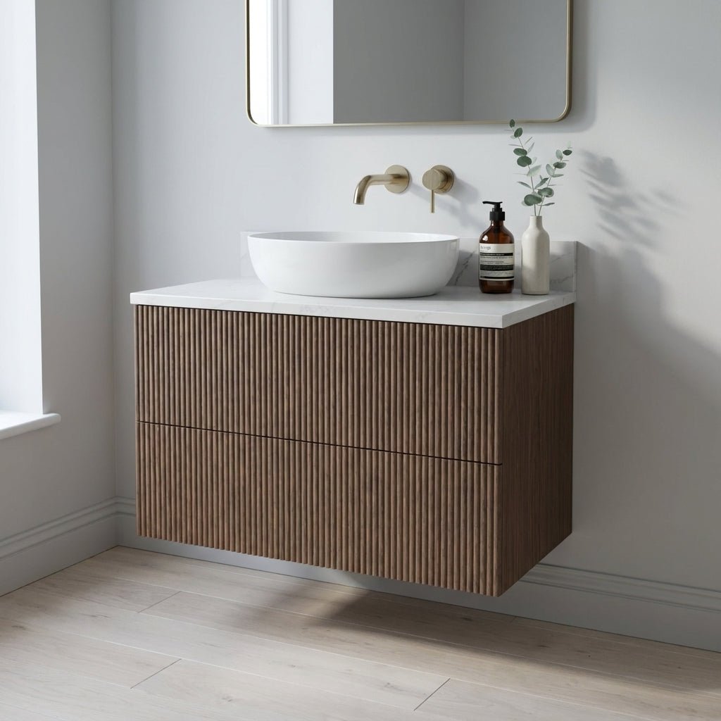 The Reeded | Oak Vanity 800mm | Chocolate - Mockridge Design