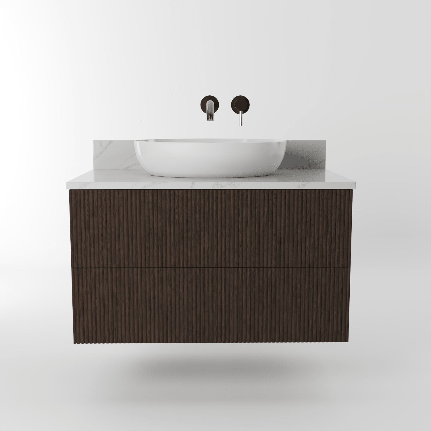 The Reeded | Oak Vanity 800mm | Dark Roast - Mockridge Design