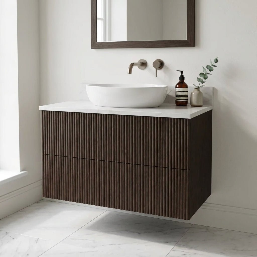 The Reeded | Oak Vanity 800mm | Dark Roast - Mockridge Design