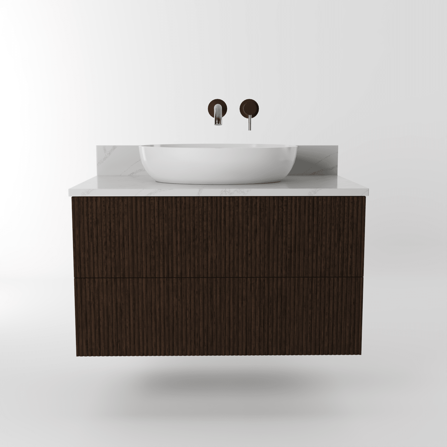 The Reeded | Oak Vanity 800mm | Espresso - Mockridge Design