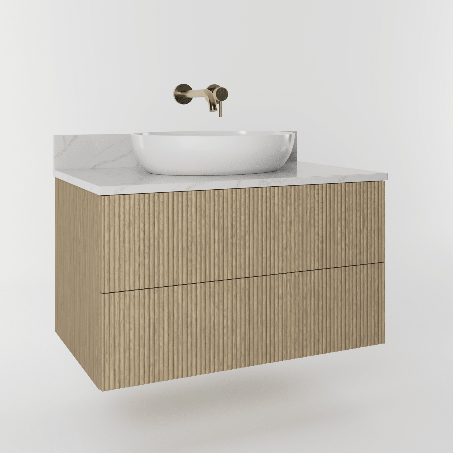 The Reeded | Oak Vanity 800mm | Macchiato - Mockridge Design