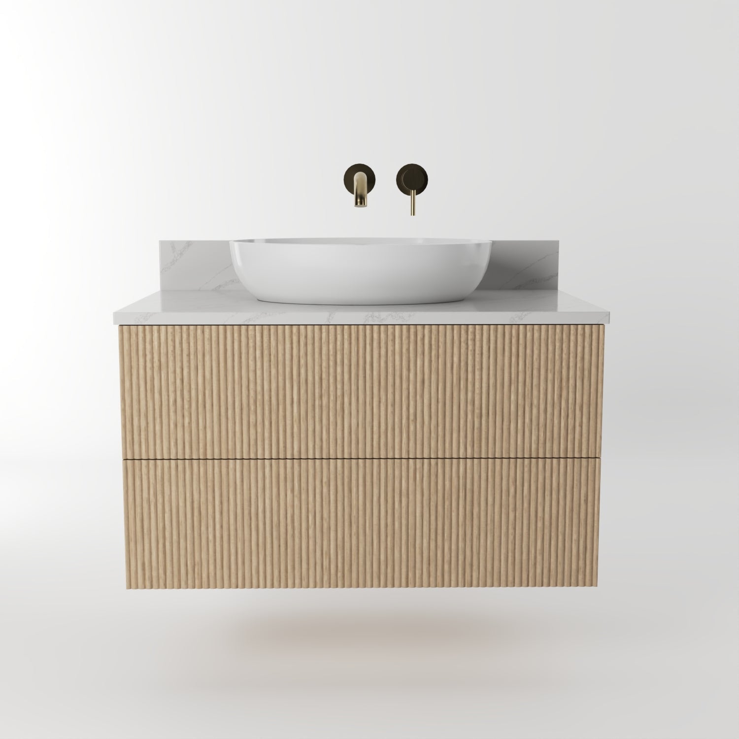 The Reeded | Oak Vanity 800mm | Smoke 5% - Mockridge Design