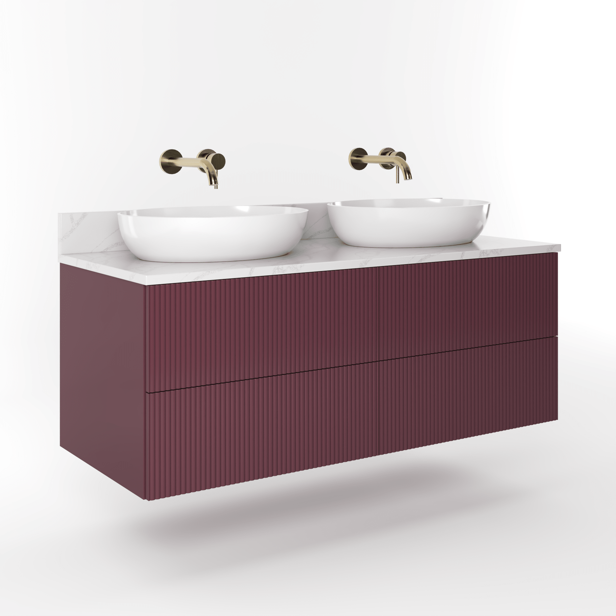 The Reeded | Painted Double Vanity 1200mm Brinjal - Mockridge Design