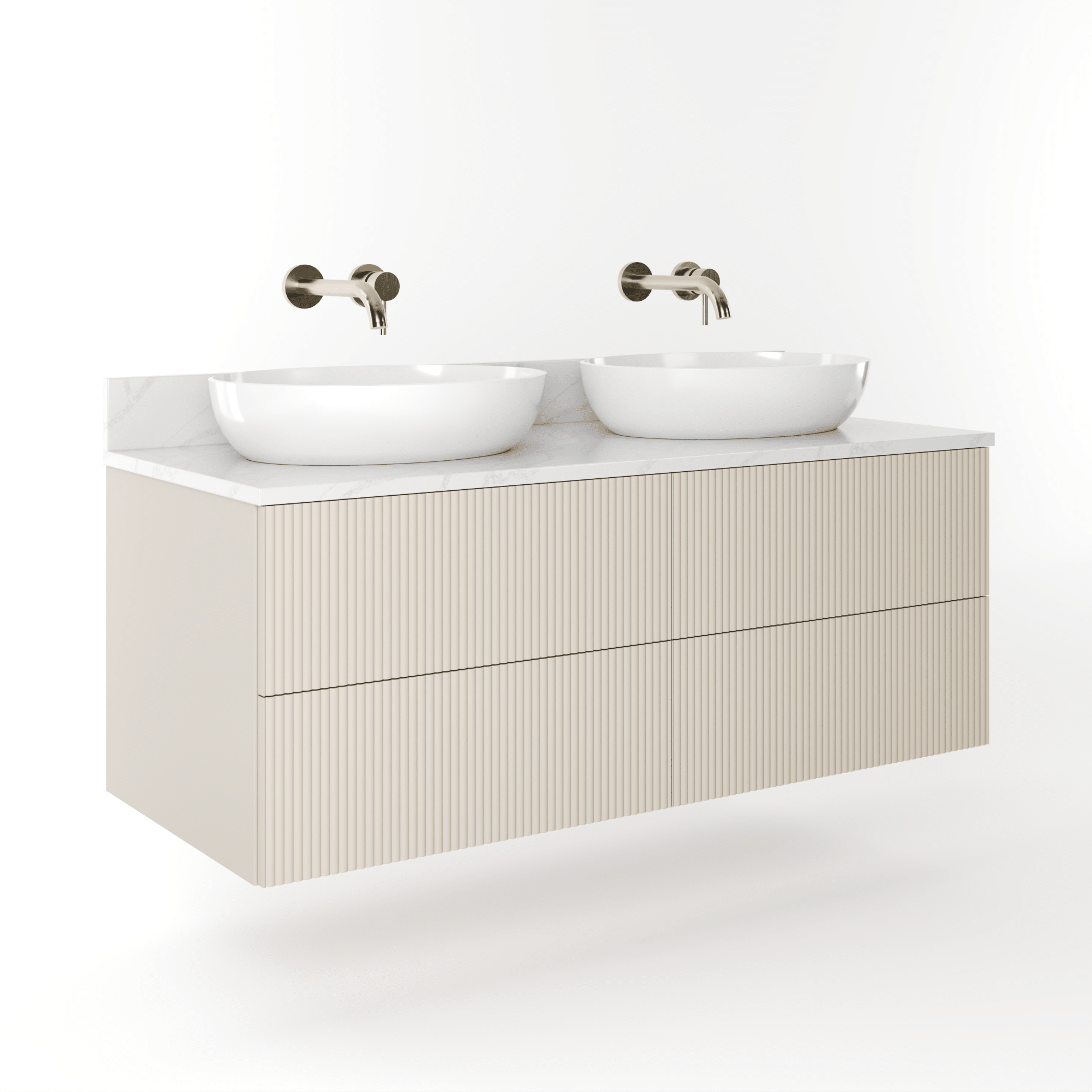 The Reeded | Painted Double Vanity 1200mm Elephants Breath - Mockridge Design