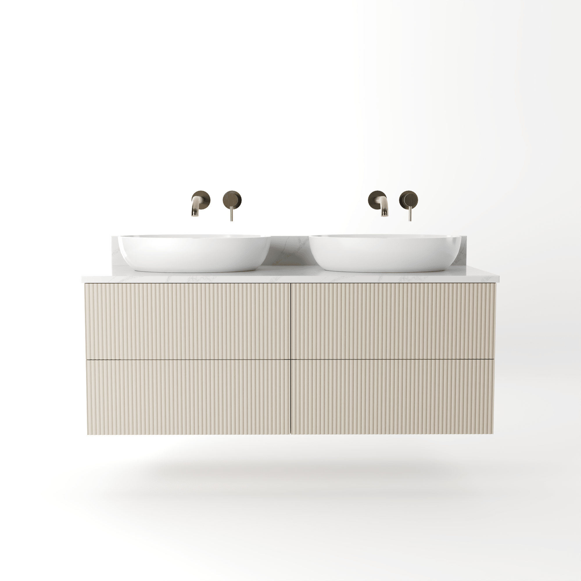 The Reeded | Painted Double Vanity 1200mm Elephants Breath - Mockridge Design