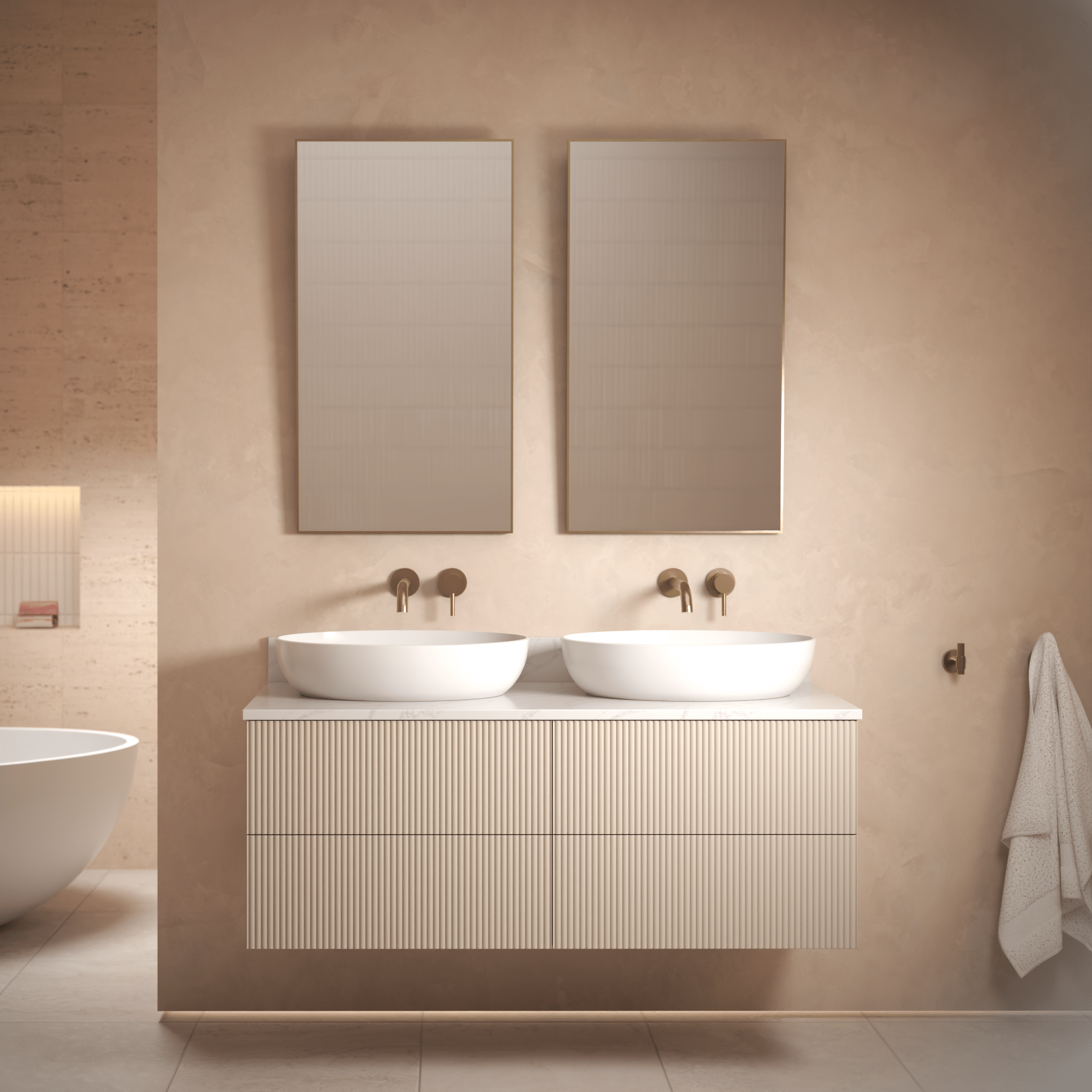 The Reeded | Painted Double Vanity 1200mm Elephants Breath - Mockridge Design