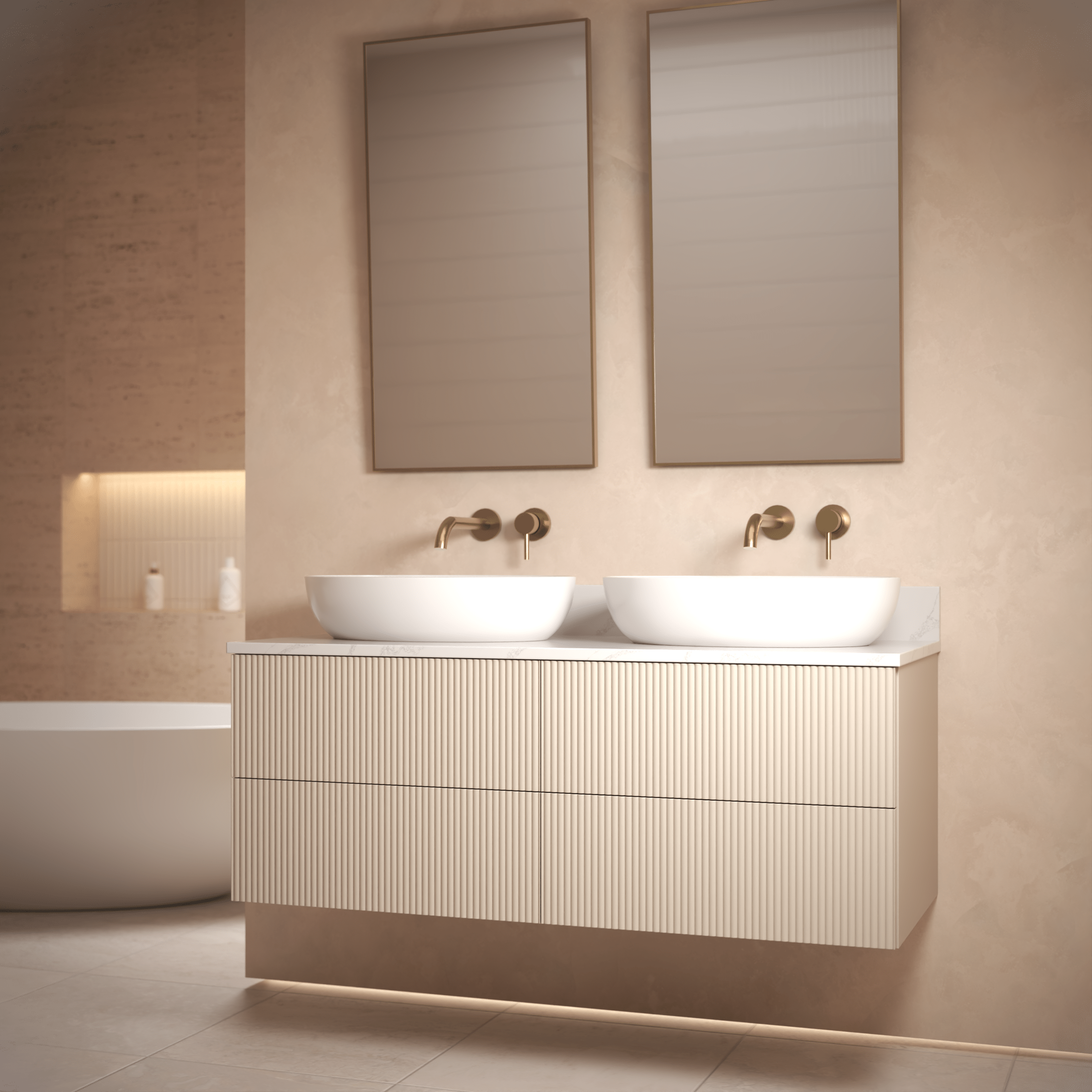 The Reeded | Painted Double Vanity 1200mm Elephants Breath - Mockridge Design