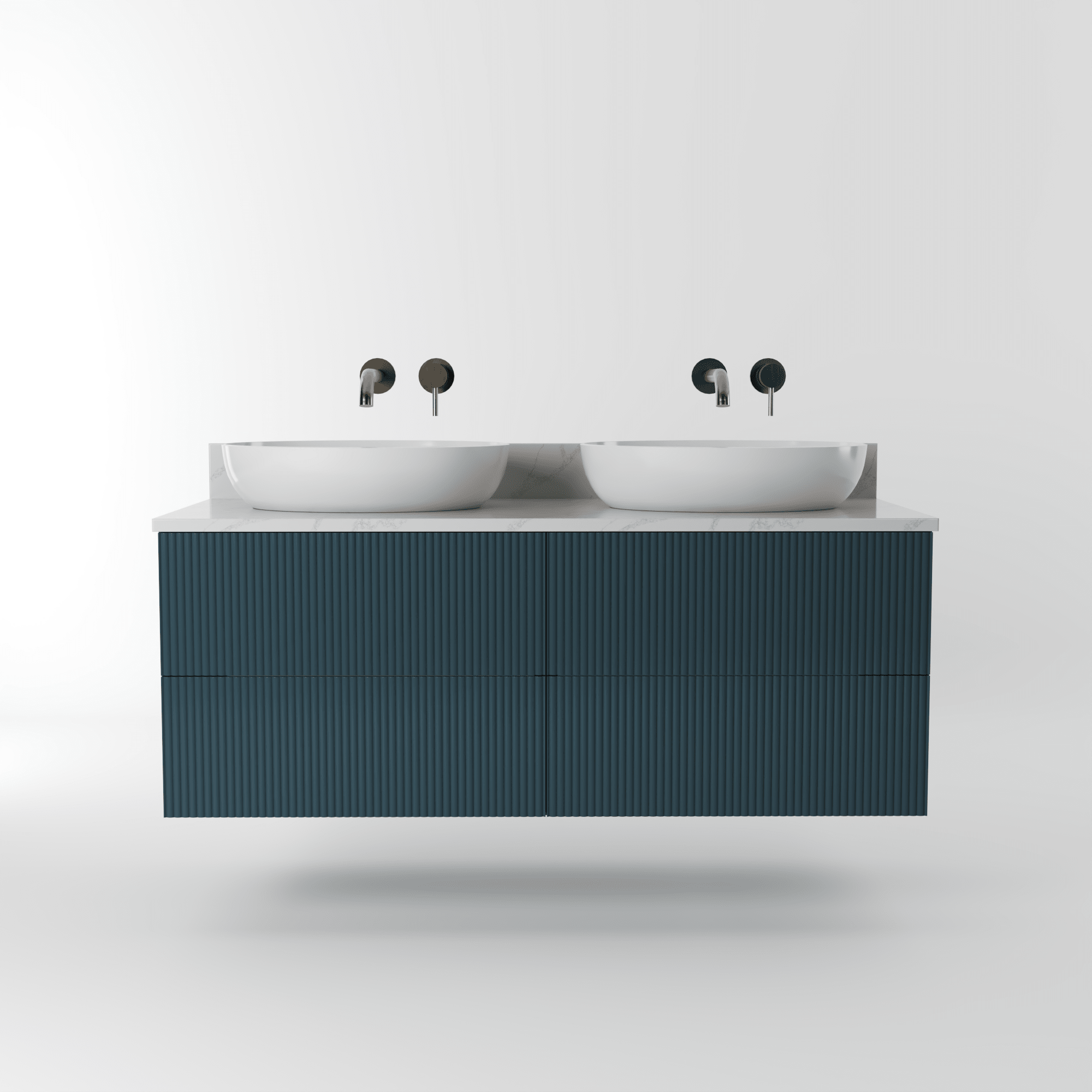 The Reeded | Painted Double Vanity 1200mm Stiffkey Blue - Mockridge Design
