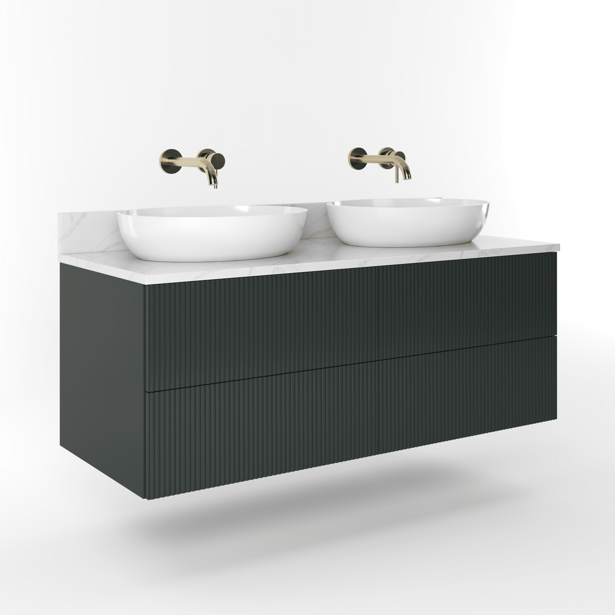 The Reeded | Painted Double Vanity 1200mm Studio Green - Mockridge Design